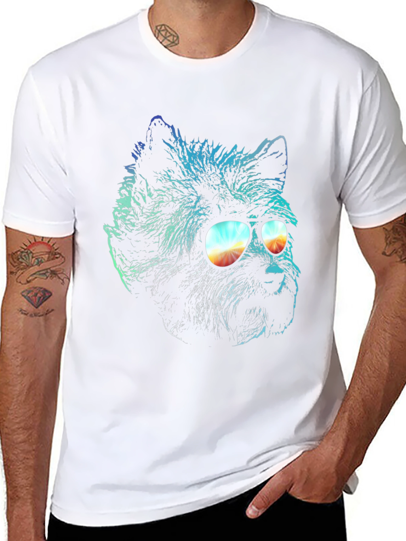 Cool Dog in Sunglasses Graphic T-Shirt
