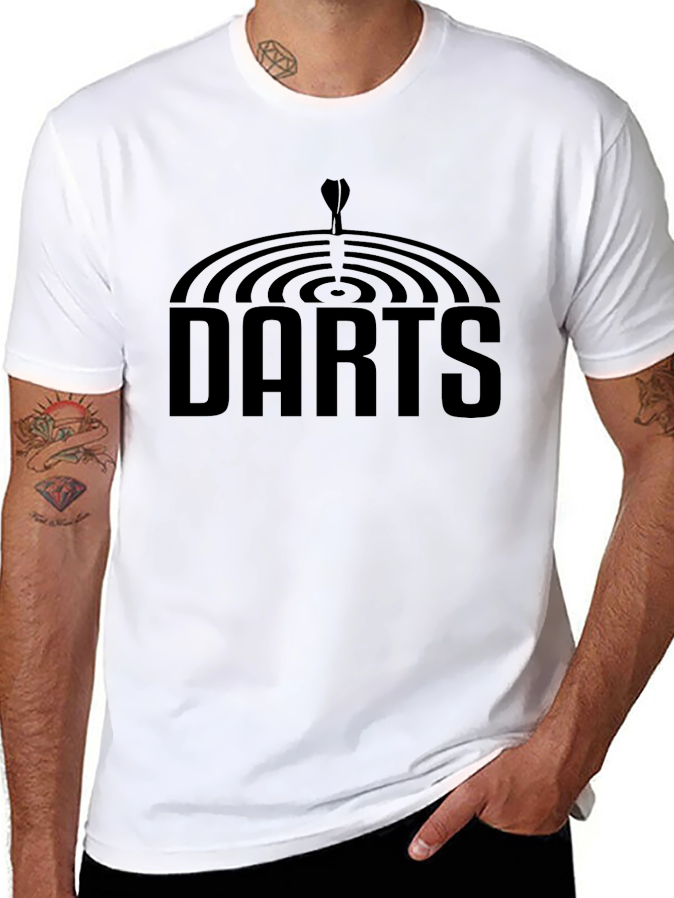 Darts Graphic Tee - Black Cotton T-Shirt