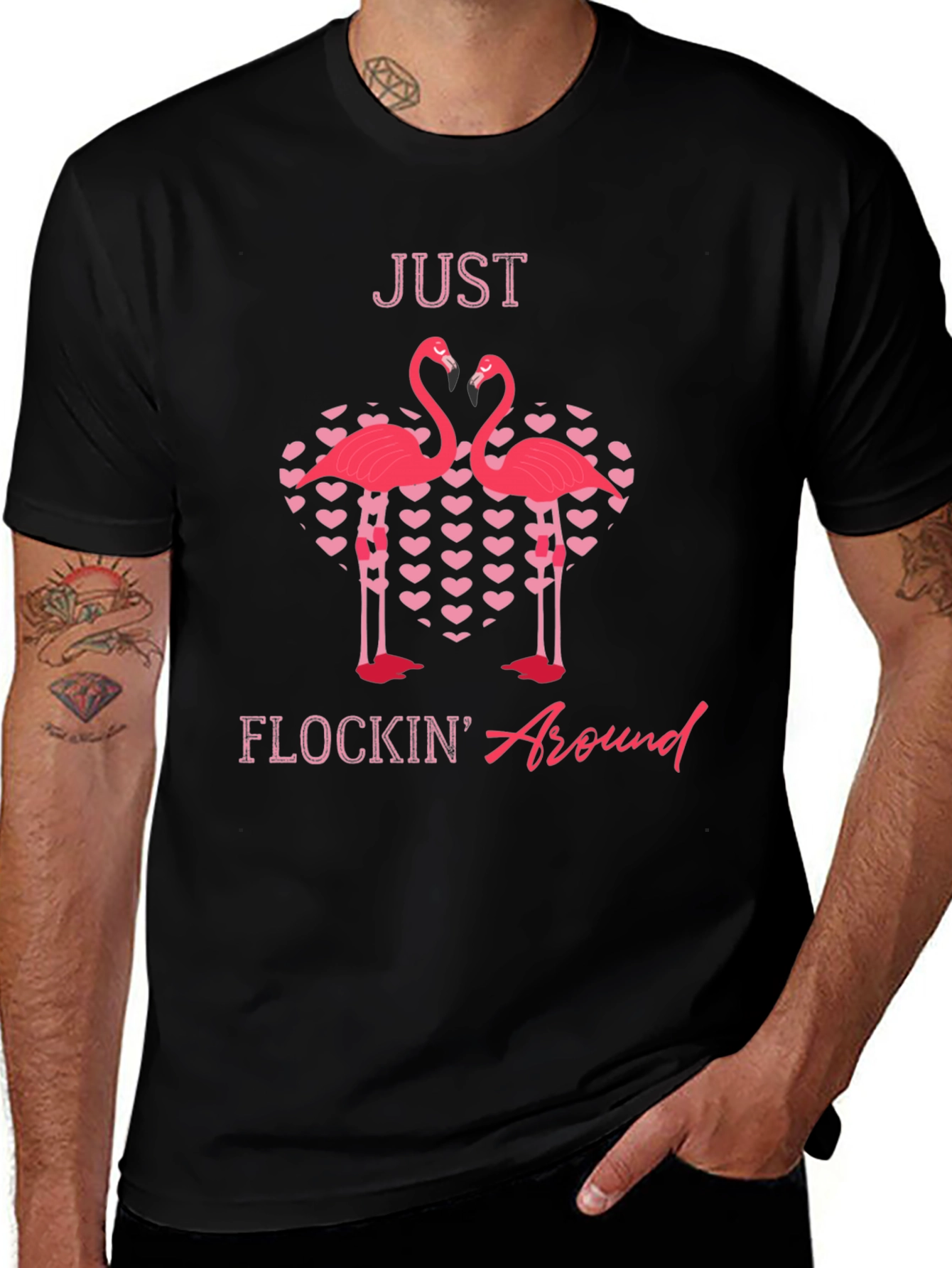 Just Flockin Around Flamingo Graphic T-Shirt