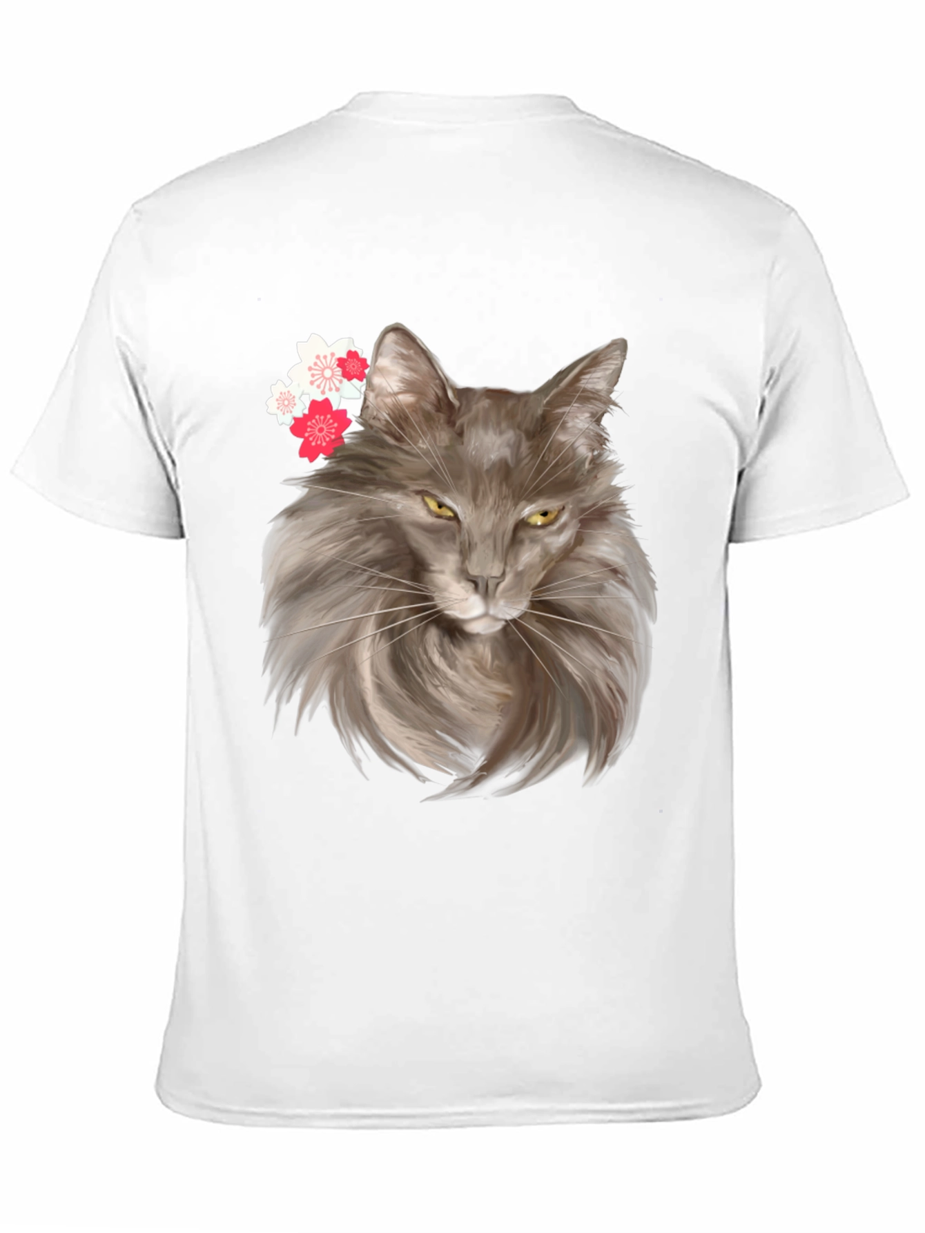Cat & Cherry Blossom Graphic Tee - Trendy Style