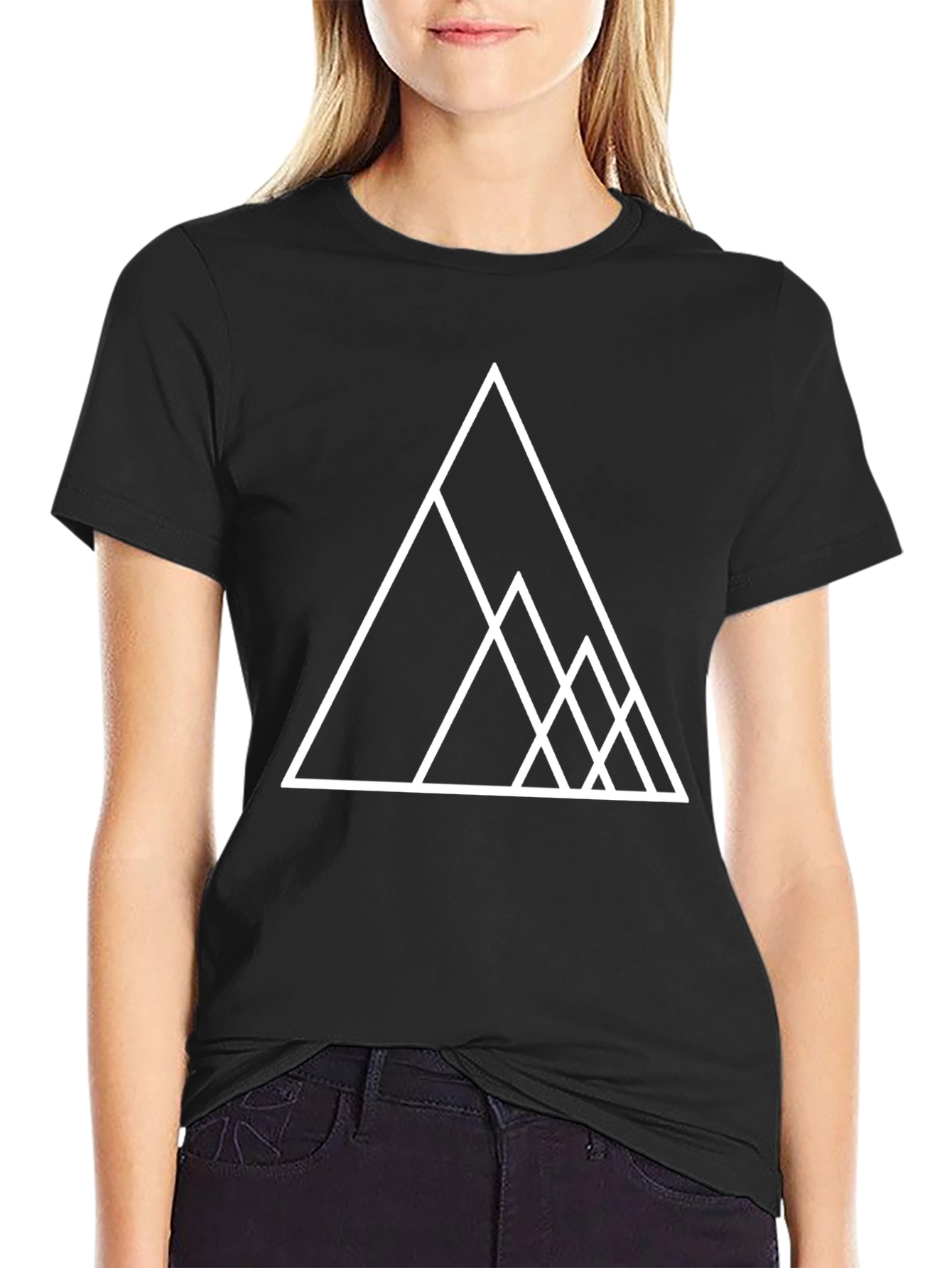 Geometric Triangle Graphic Tee - Stylish Black T-Shirt