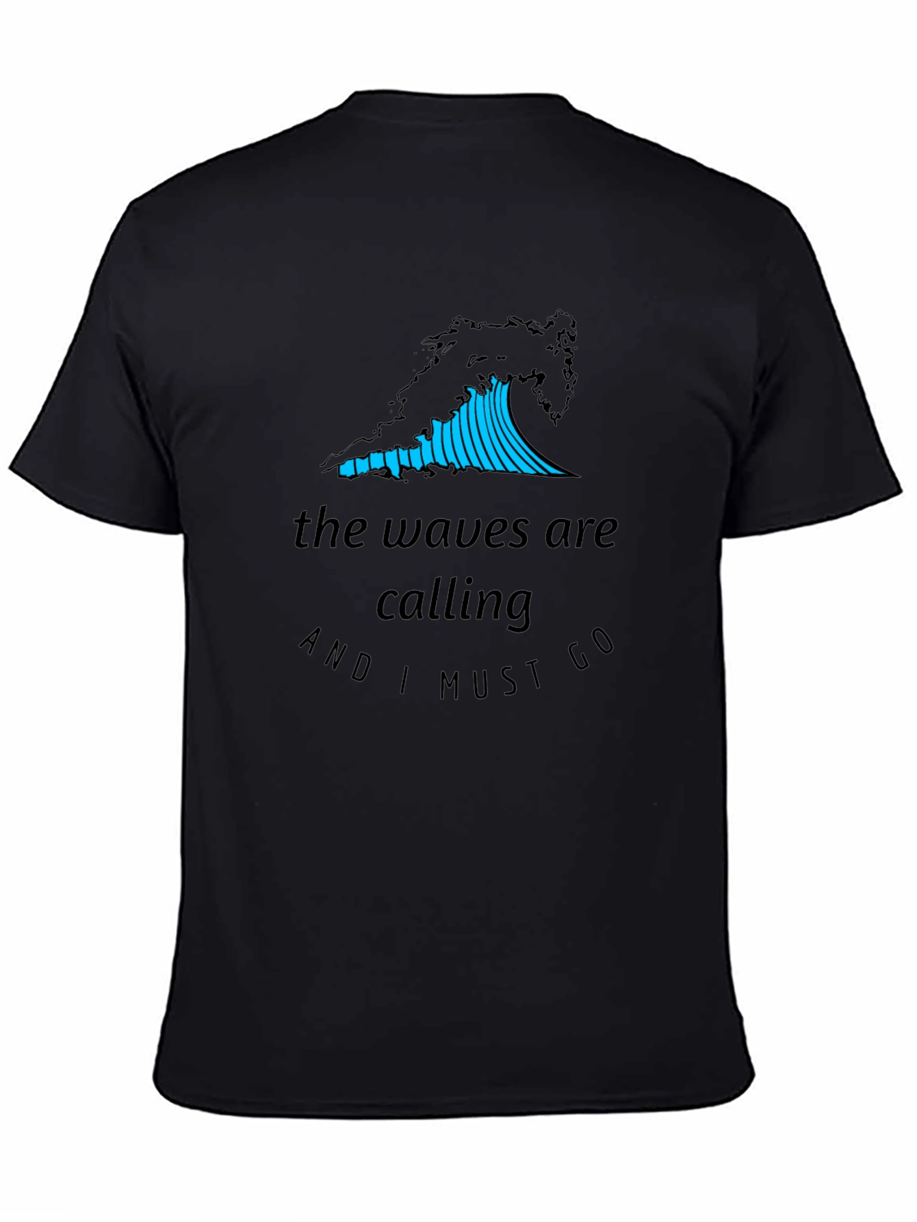 Waves Are Calling Graphic T-Shirt - Black