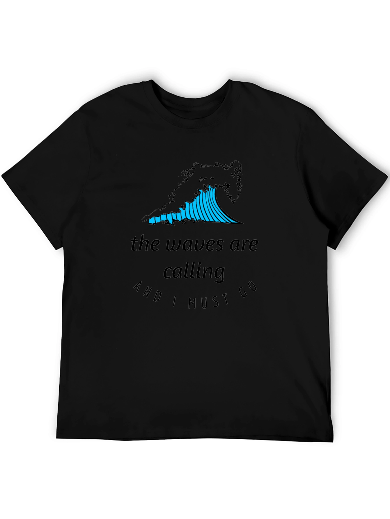Waves Are Calling Graphic T-Shirt - Black