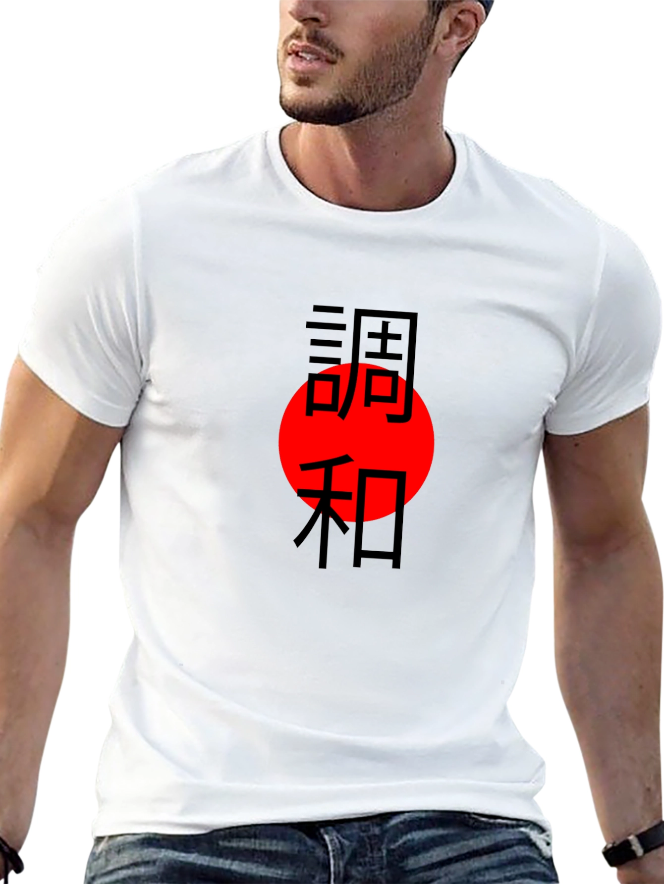 Harmony Kanji Black T-Shirt Red Circle Japan Aesthetic