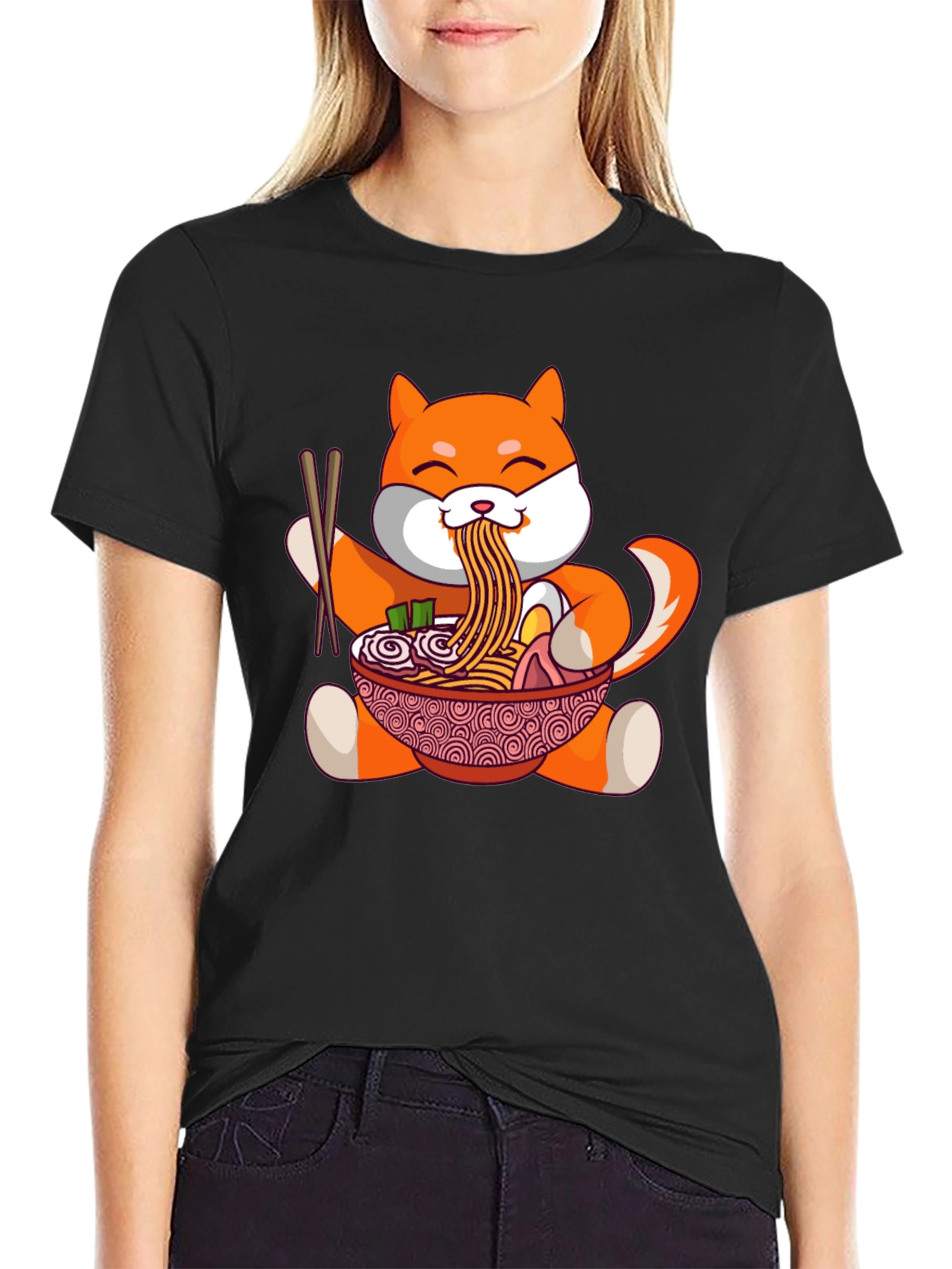 Shiba Inu Ramen Bowl T-Shirt - Cute Anime Design
