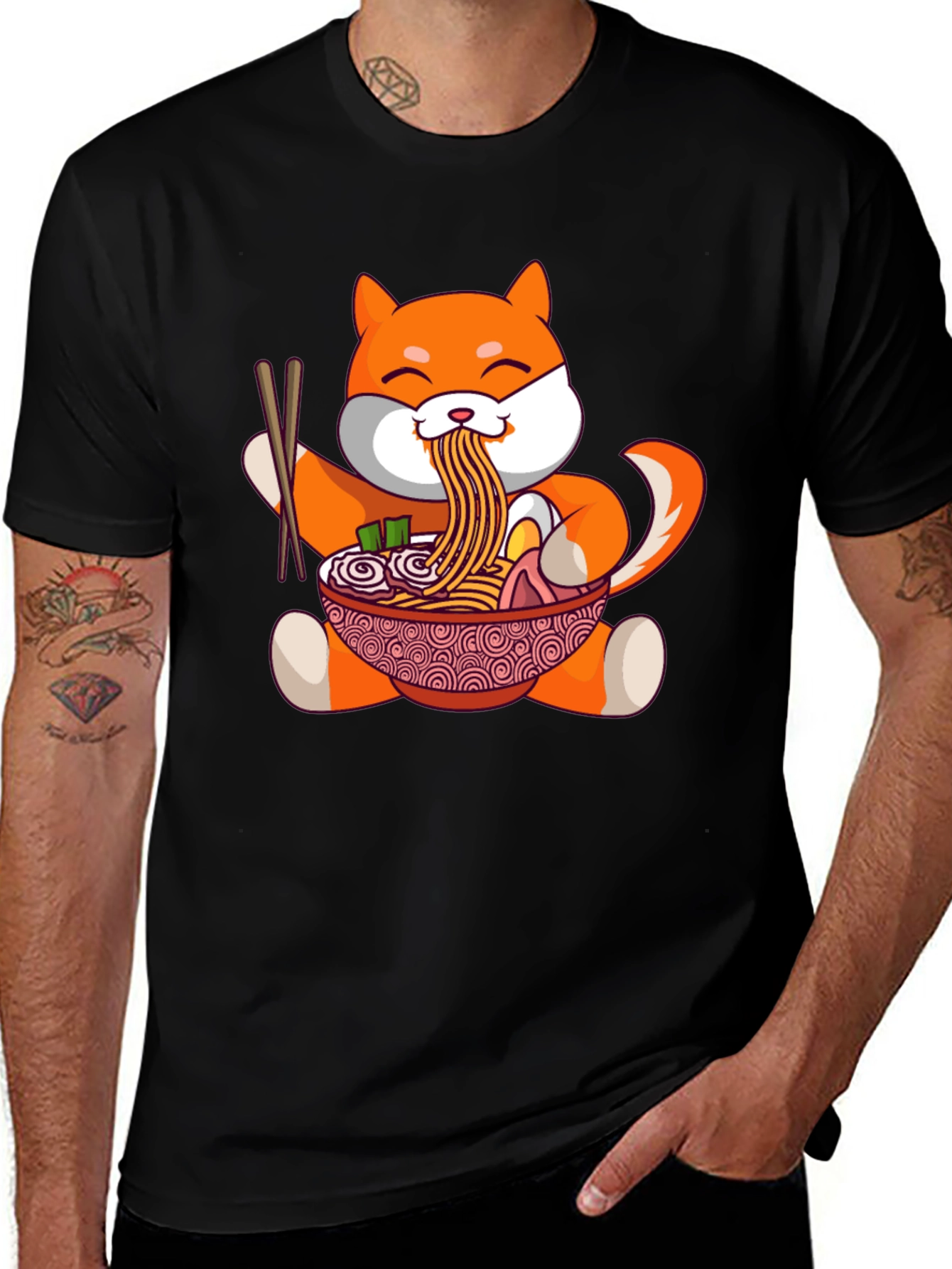 Shiba Inu Ramen Bowl T-Shirt - Cute Anime Design
