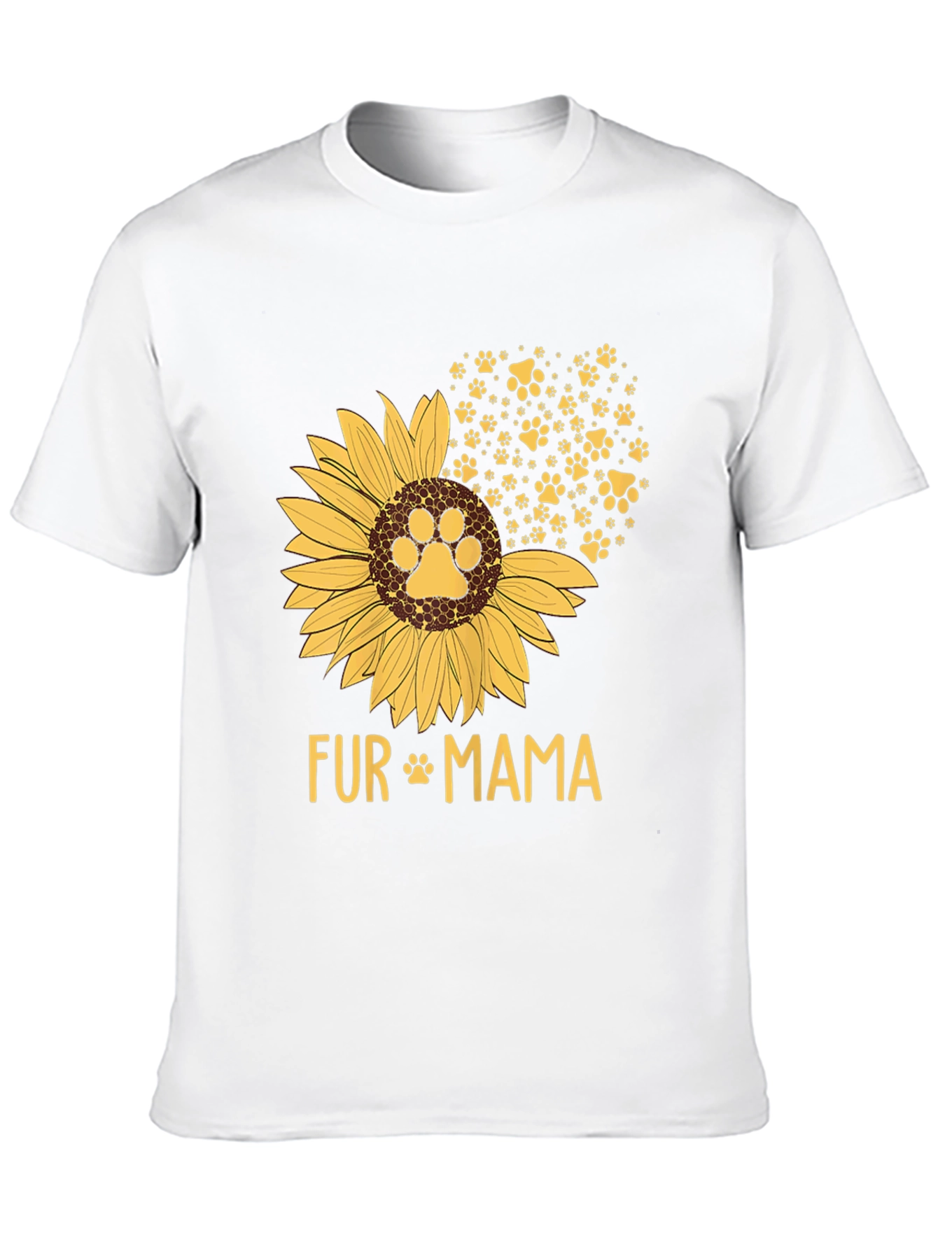 Fur Mama Sunflower Paw Print Graphic T-Shirt