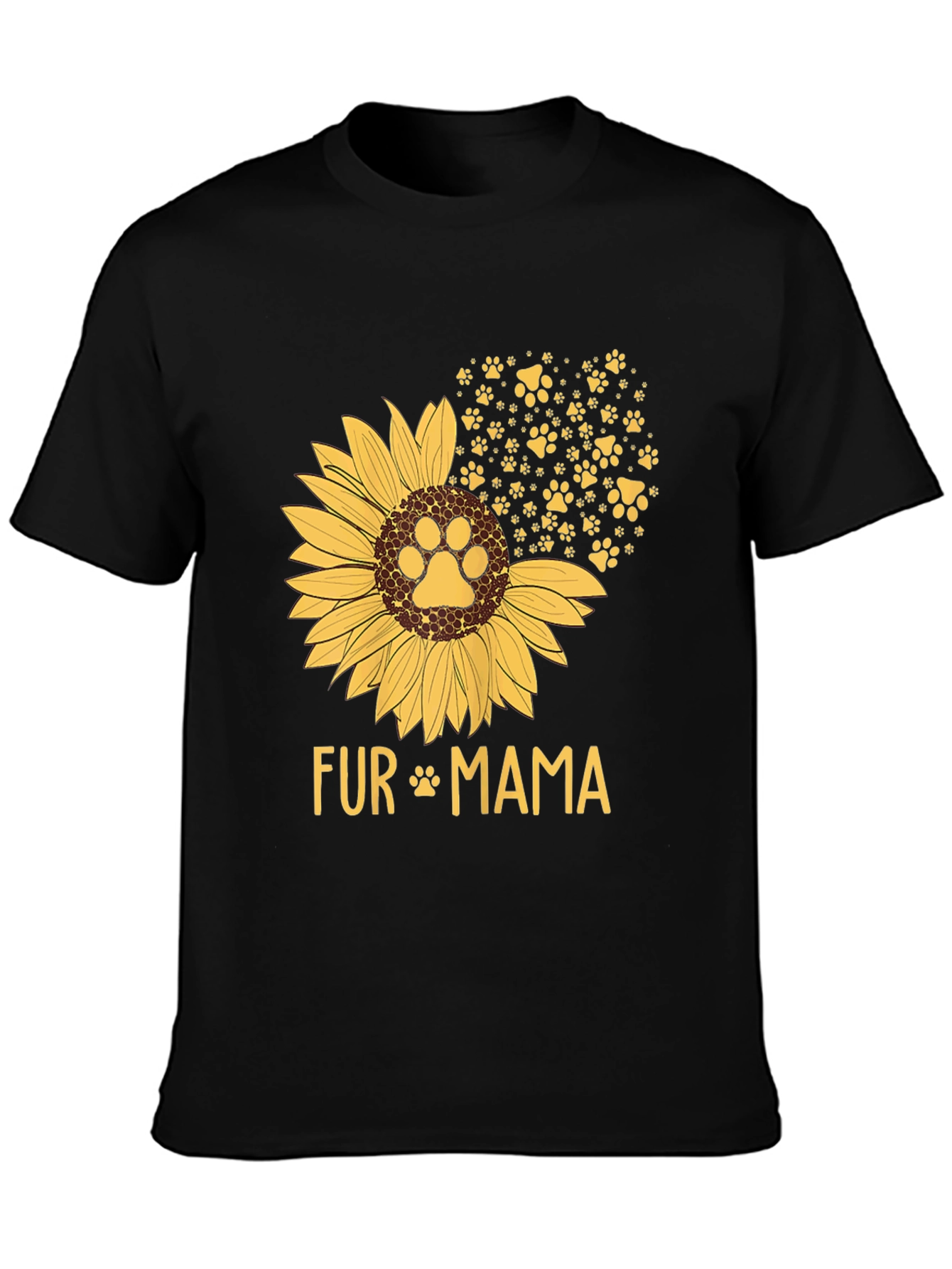 Fur Mama Sunflower Paw Print Graphic T-Shirt