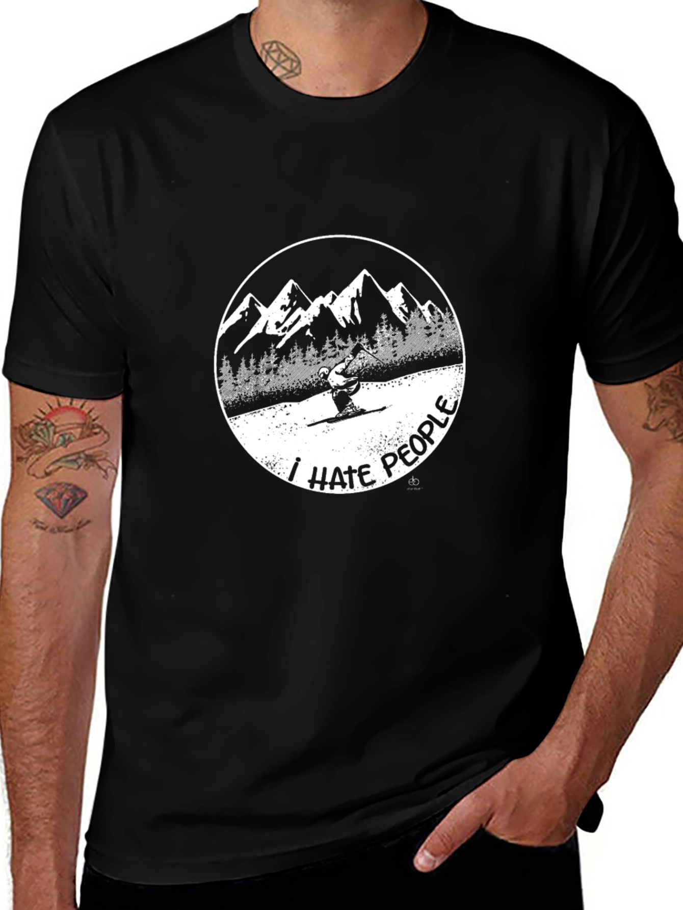I Hate People Skiing Graphic Tee - Black