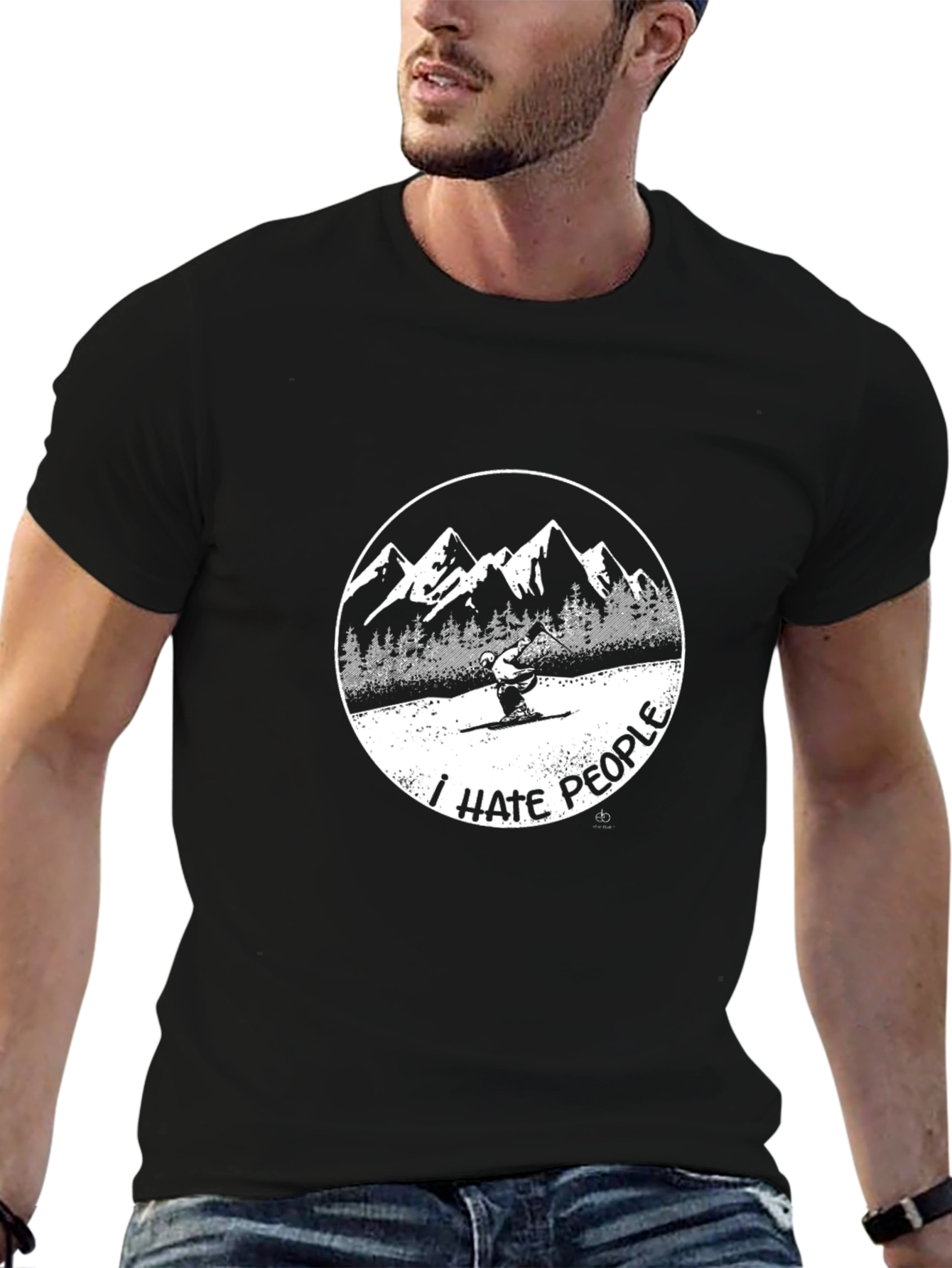 I Hate People Skiing Graphic Tee - Black
