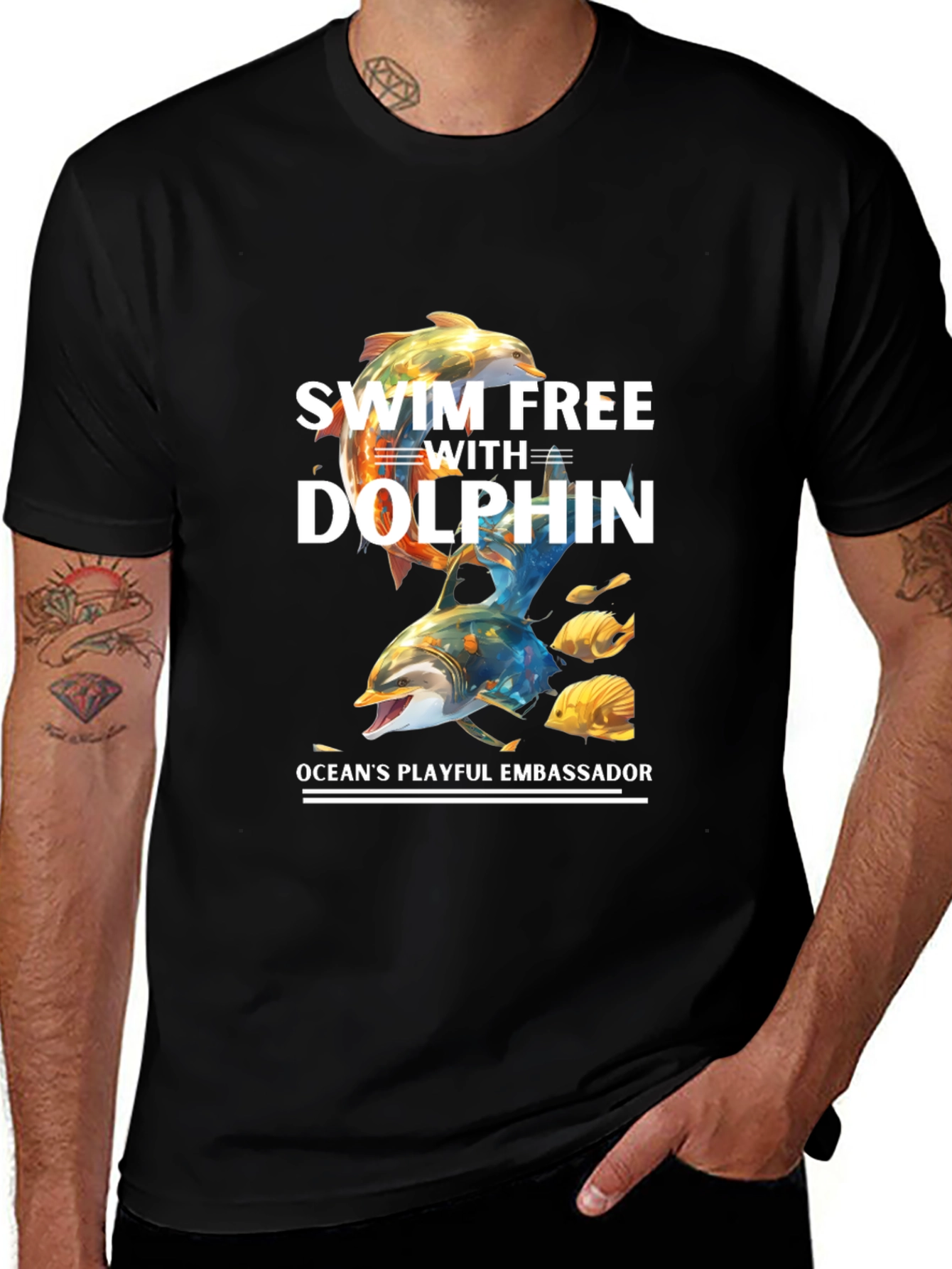 Swim Free With Dolphin Graphic Tee