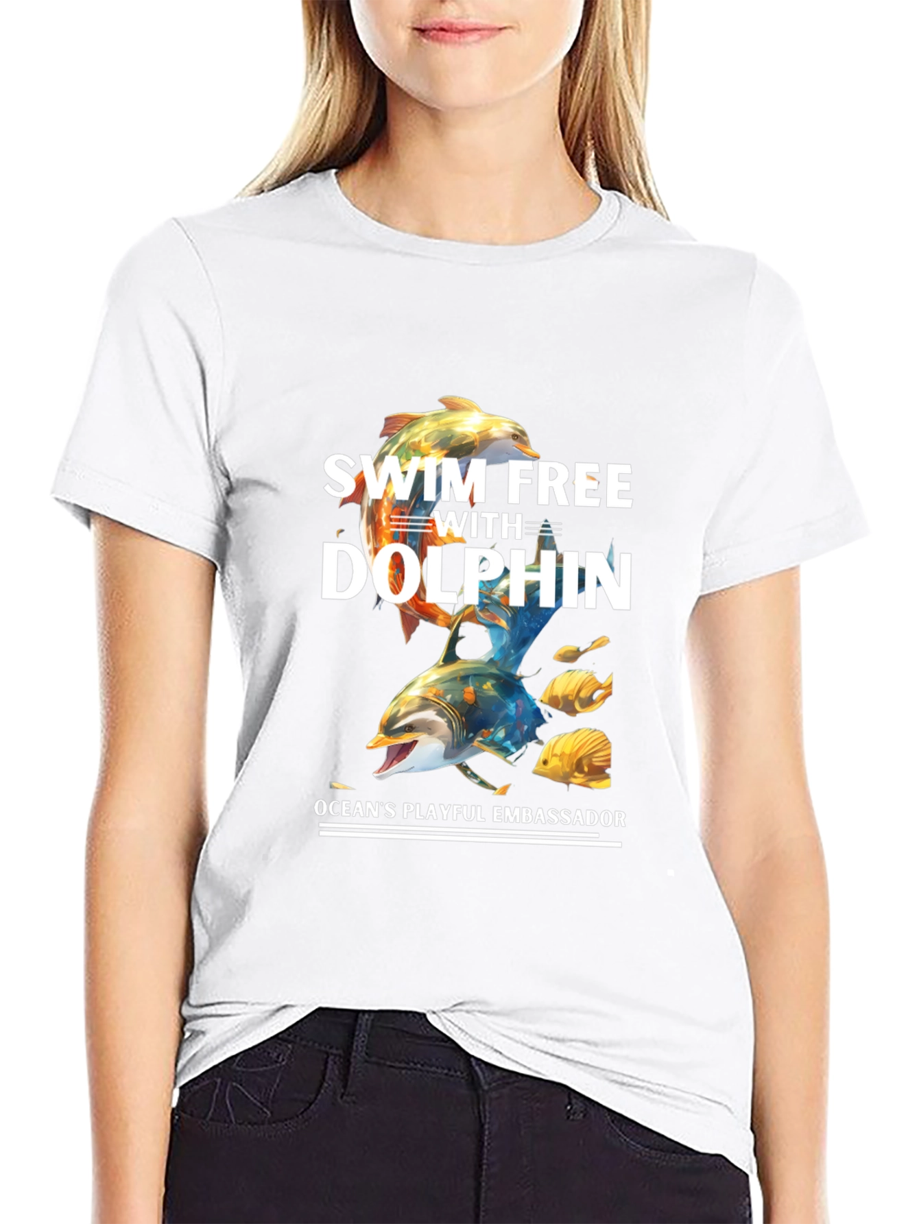 Swim Free With Dolphin Graphic Tee