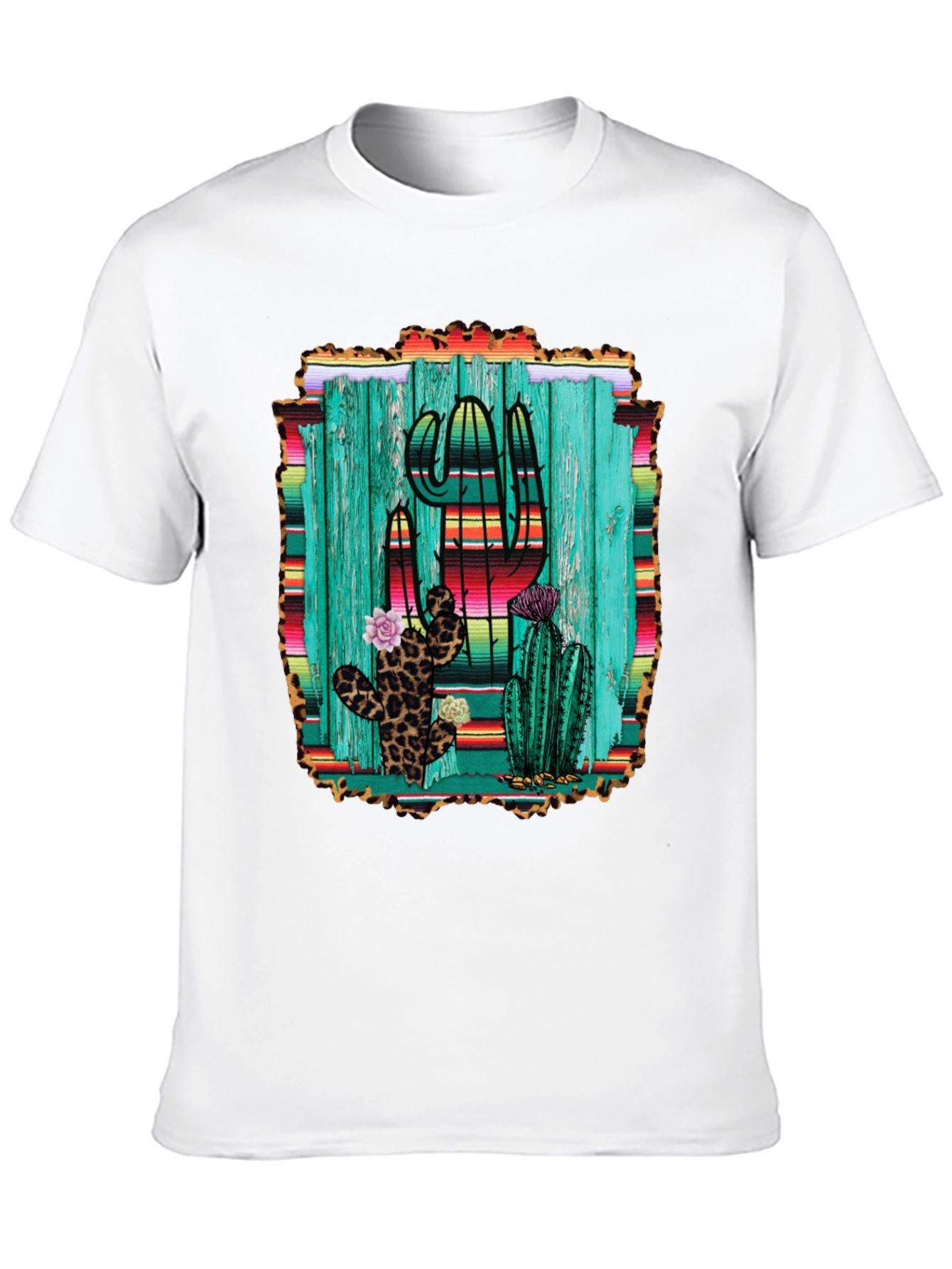 Cactus Print Mens Black T-Shirt