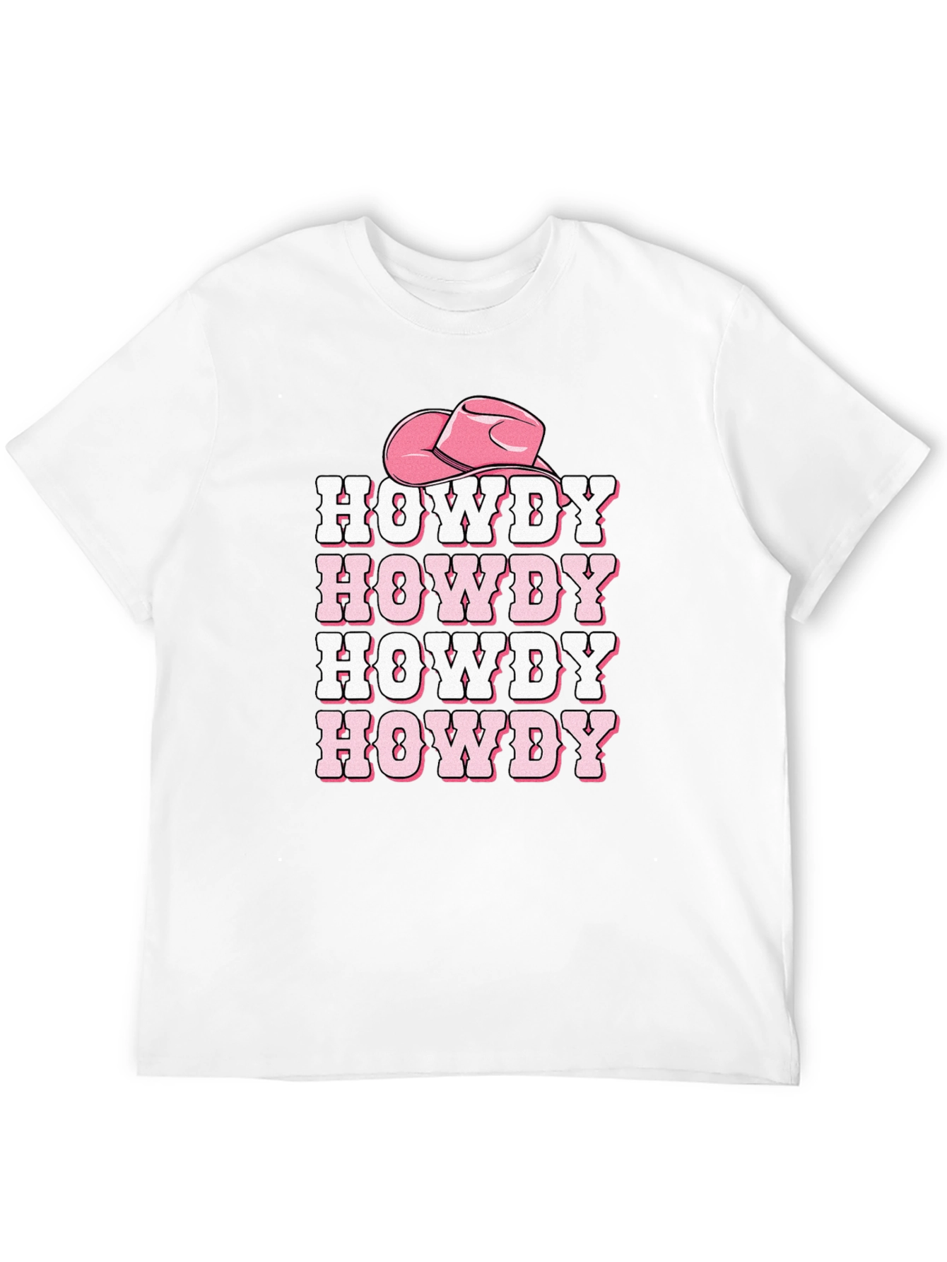 Howdy Cowboy Tee - Pink Cowgirl Hat