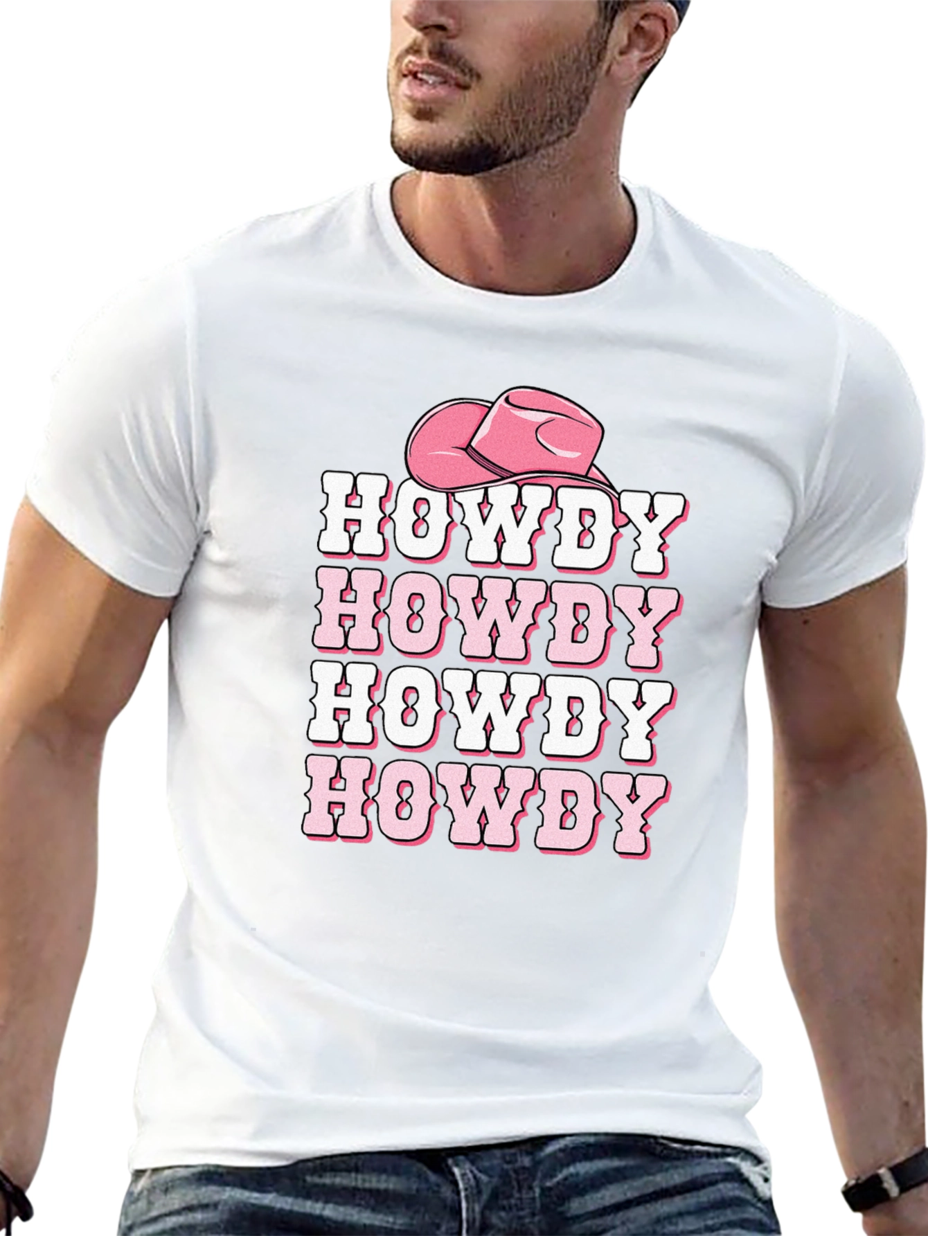 Howdy Cowboy Tee - Pink Cowgirl Hat
