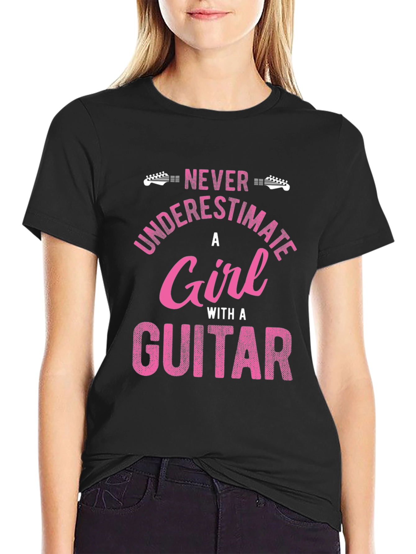Never Underestimate a Girl with a Guitar T-Shirt