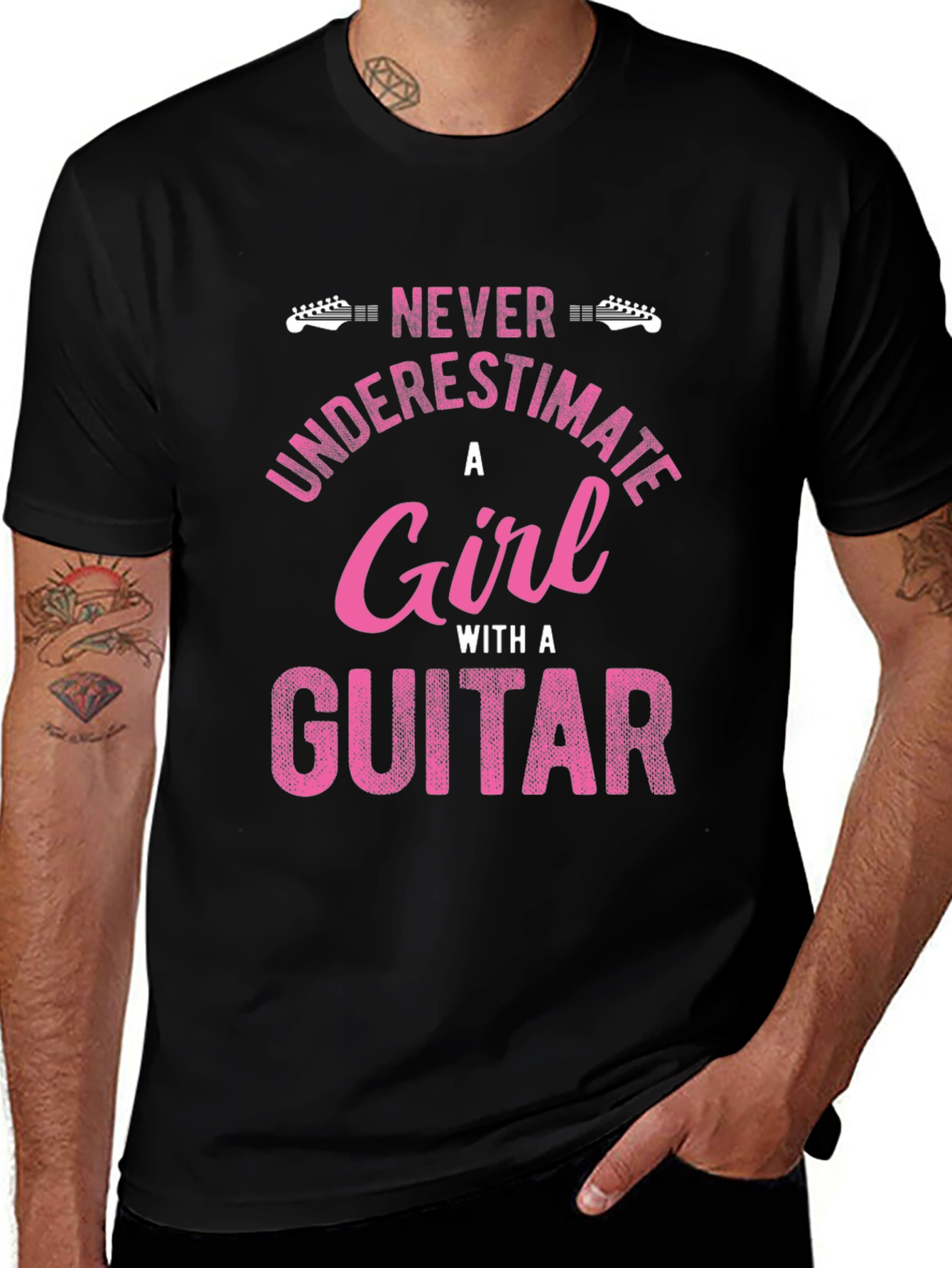 Never Underestimate a Girl with a Guitar T-Shirt