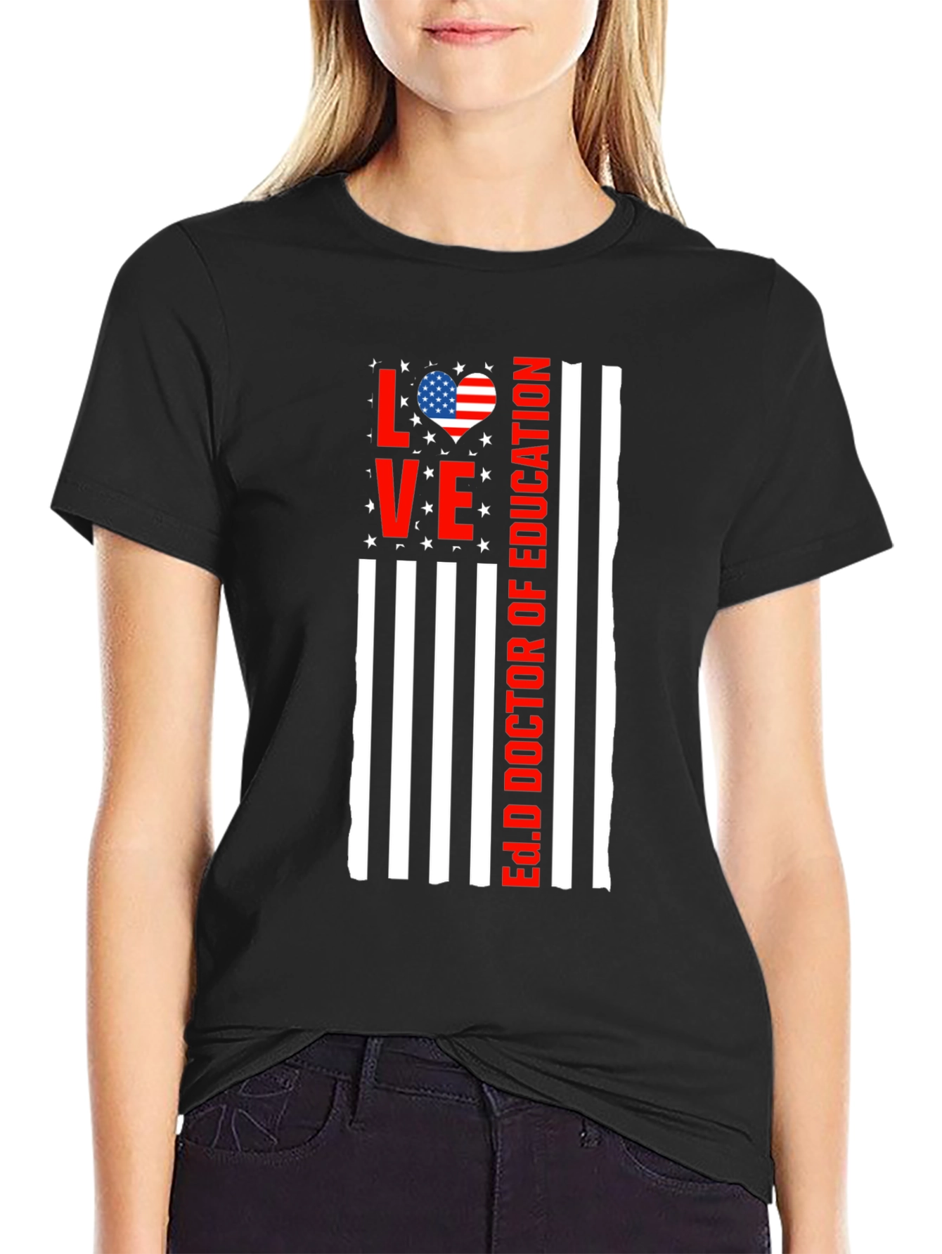 Ed.D Doctor of Education Love American Flag T-Shirt