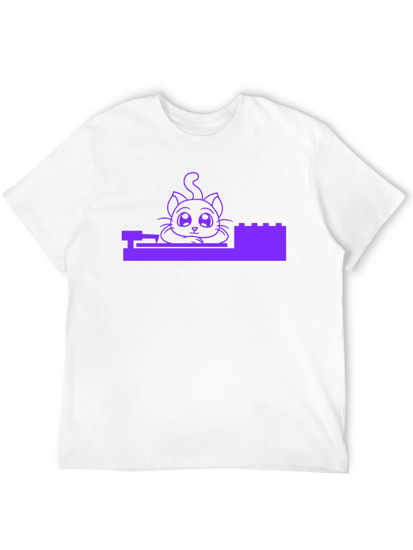 Cute Cat in Bricks Graphic Tee - Black