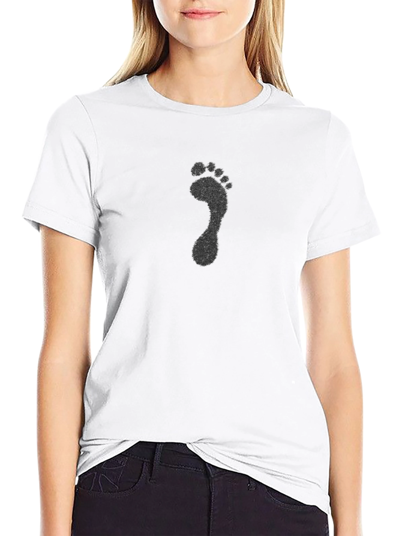 Footprint Graphic Tee - Black Cotton T-Shirt