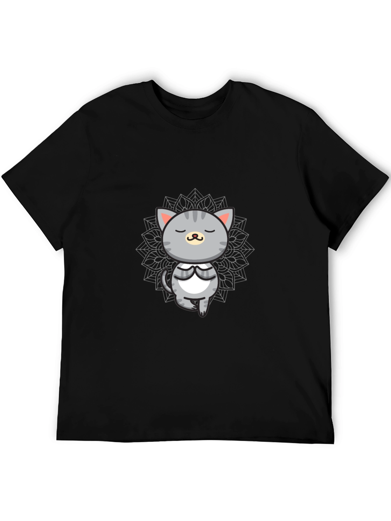 Zen Cat Meditation T-Shirt - Black