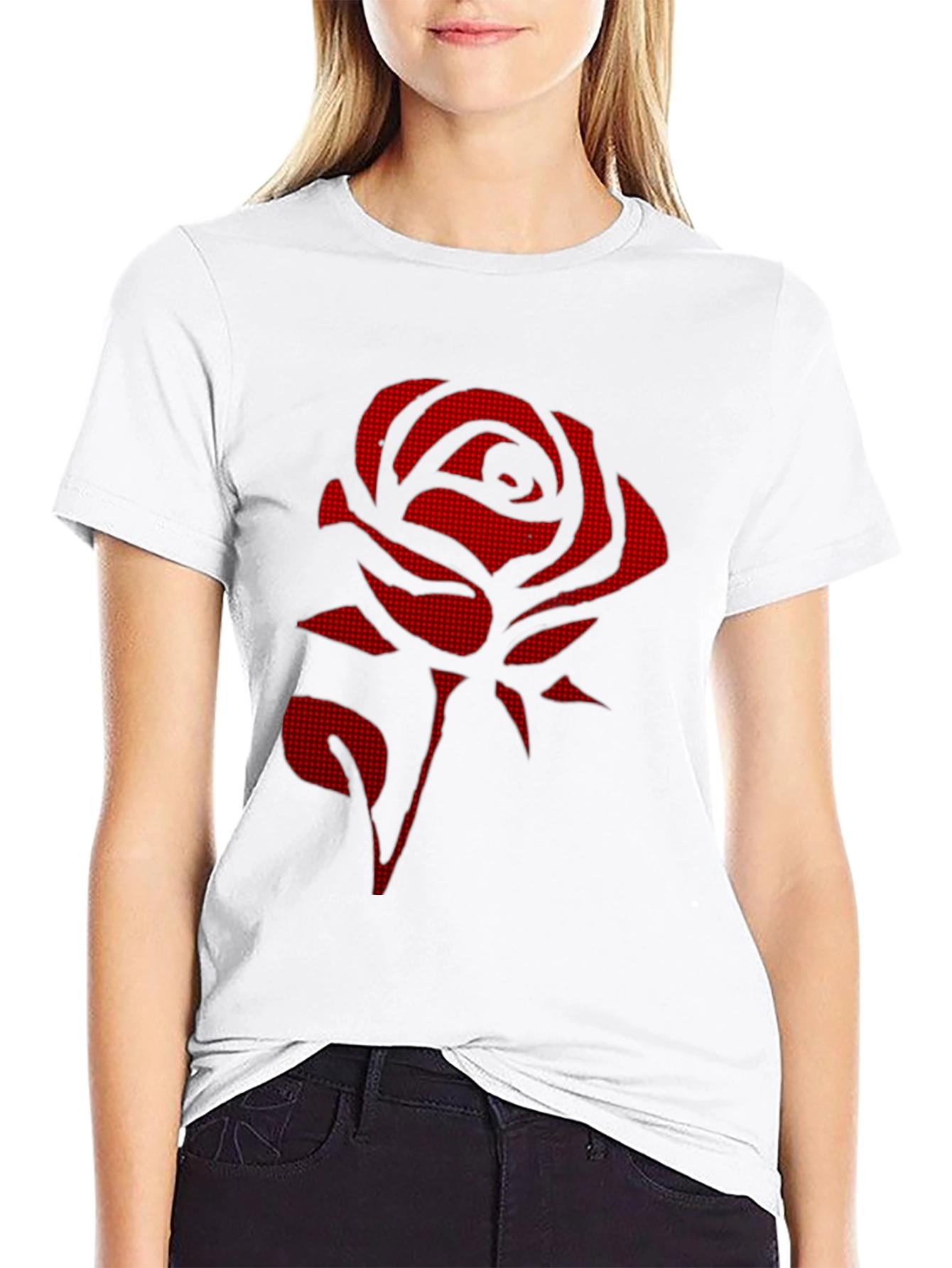 Red Rose Graphic Black T-Shirt - Stylish & Unique