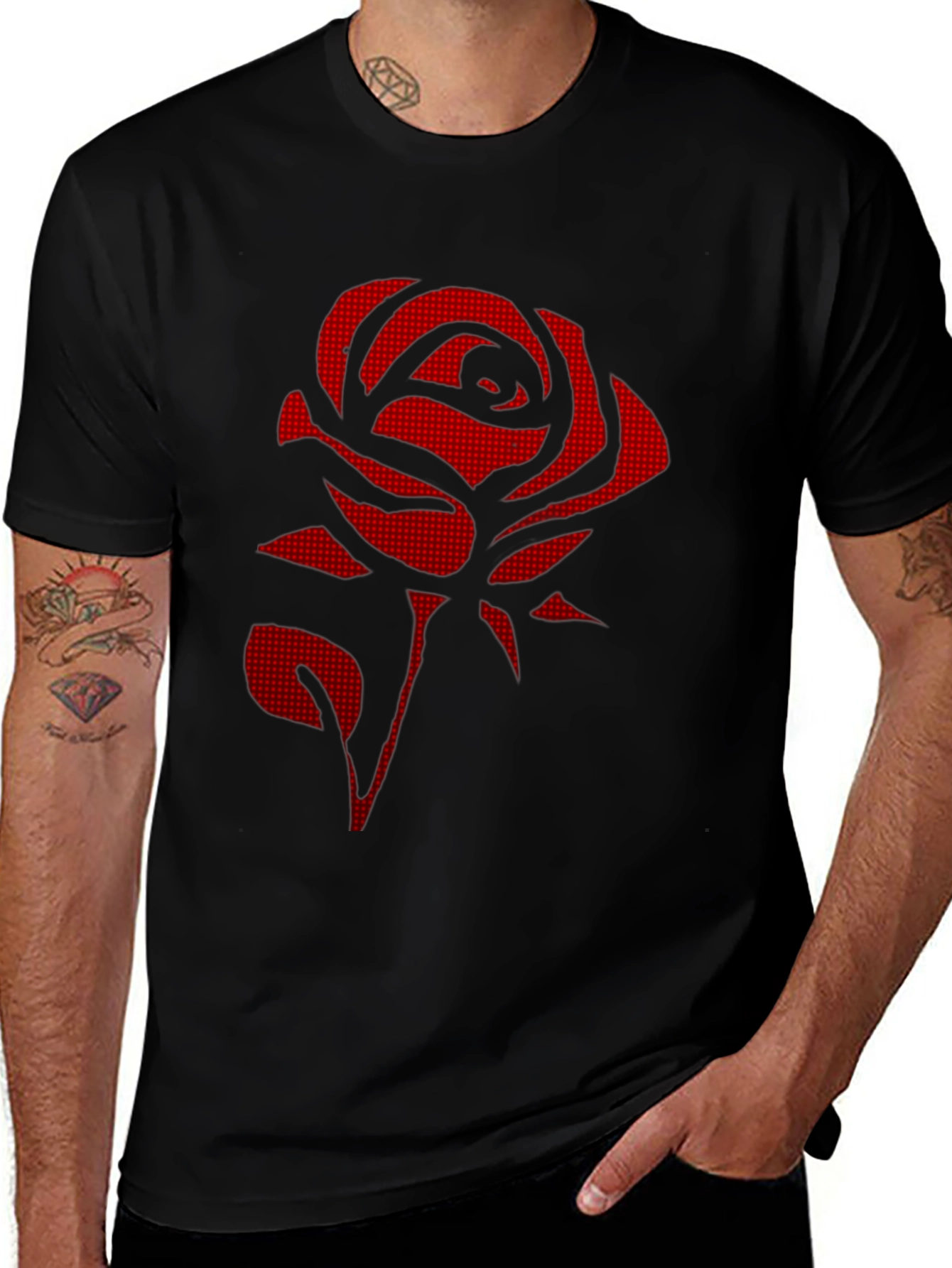 Red Rose Graphic Black T-Shirt - Stylish & Unique