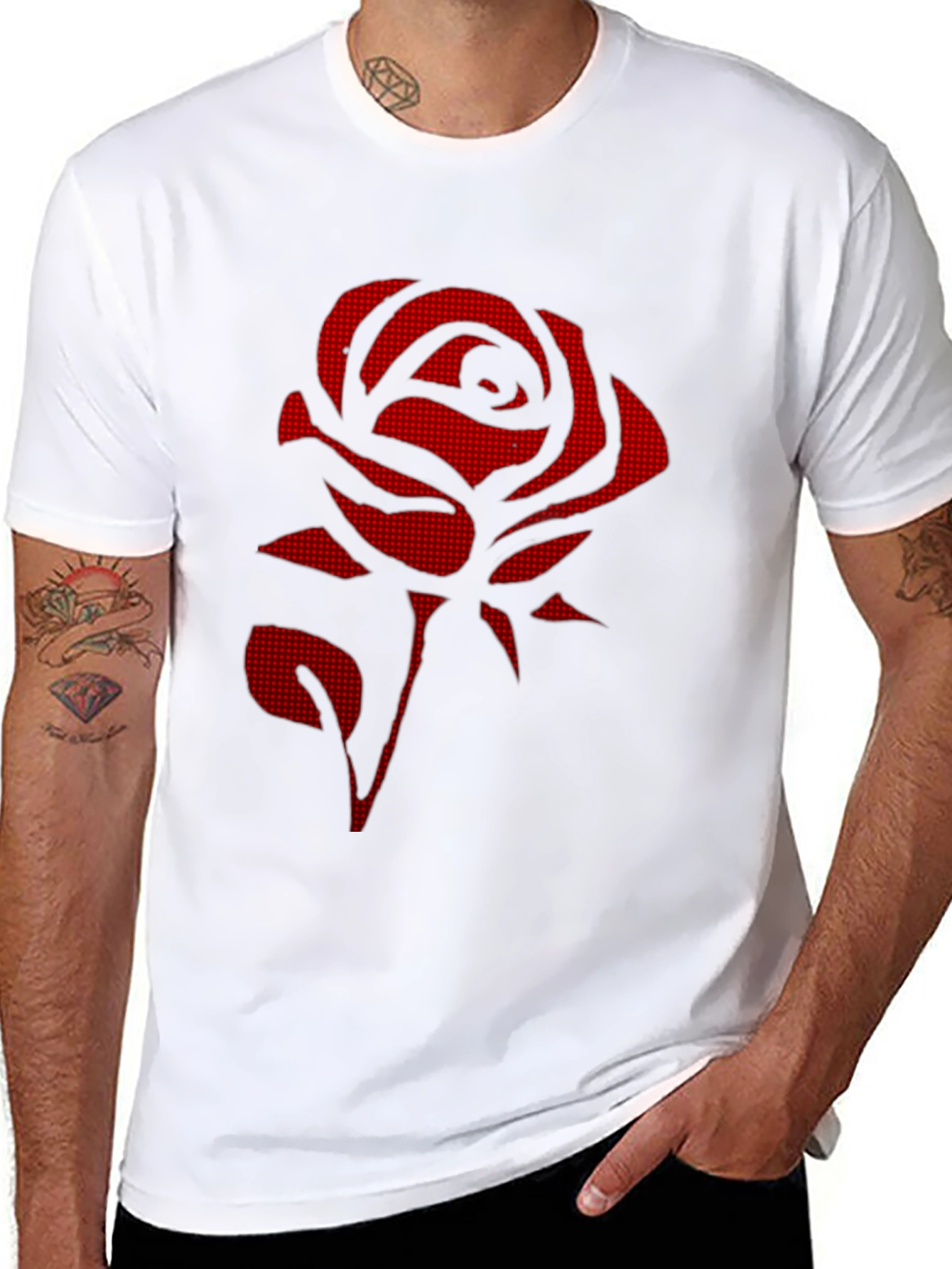 Red Rose Graphic Black T-Shirt - Stylish & Unique