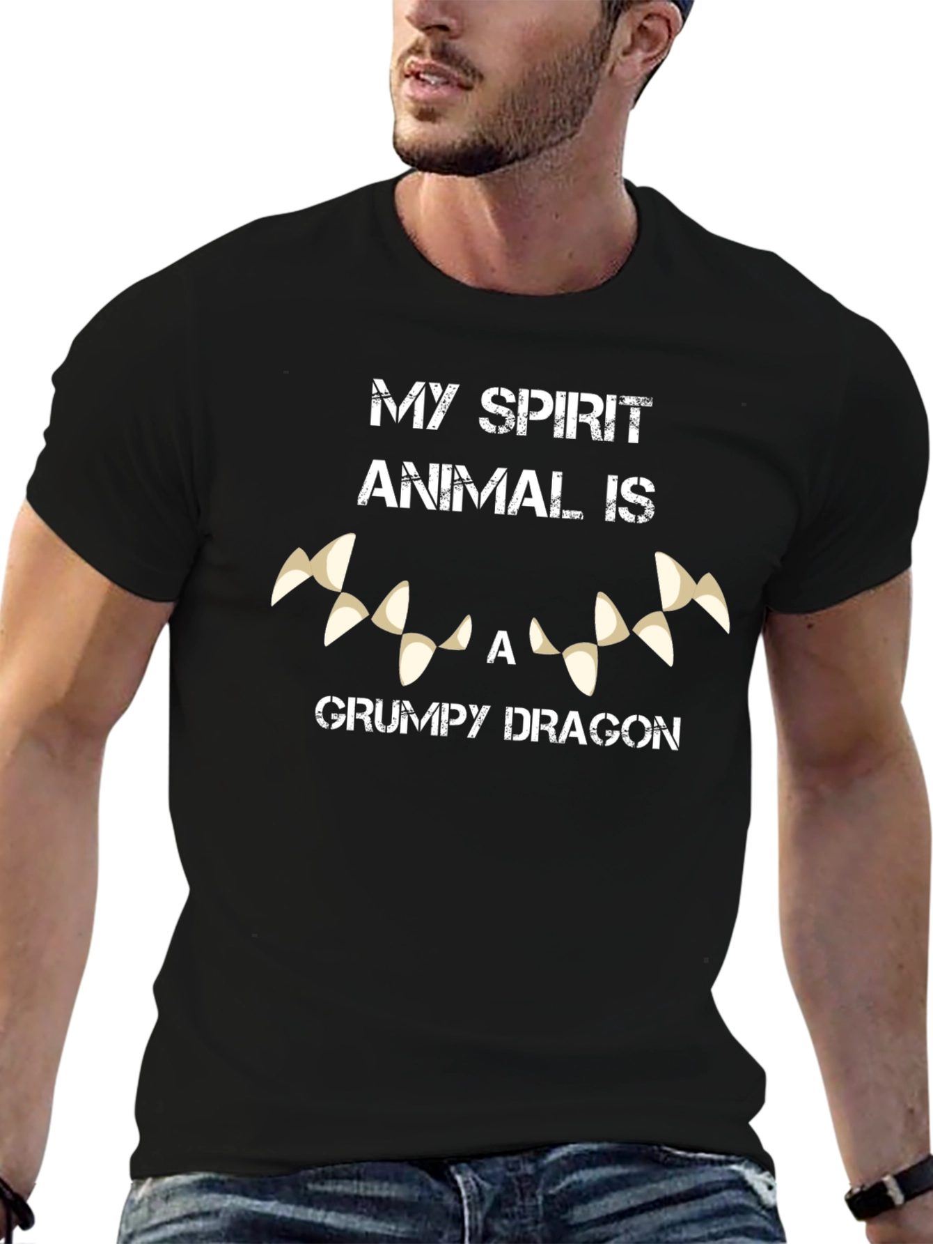 Grumpy Dragon Spirit Animal Graphic T-Shirt