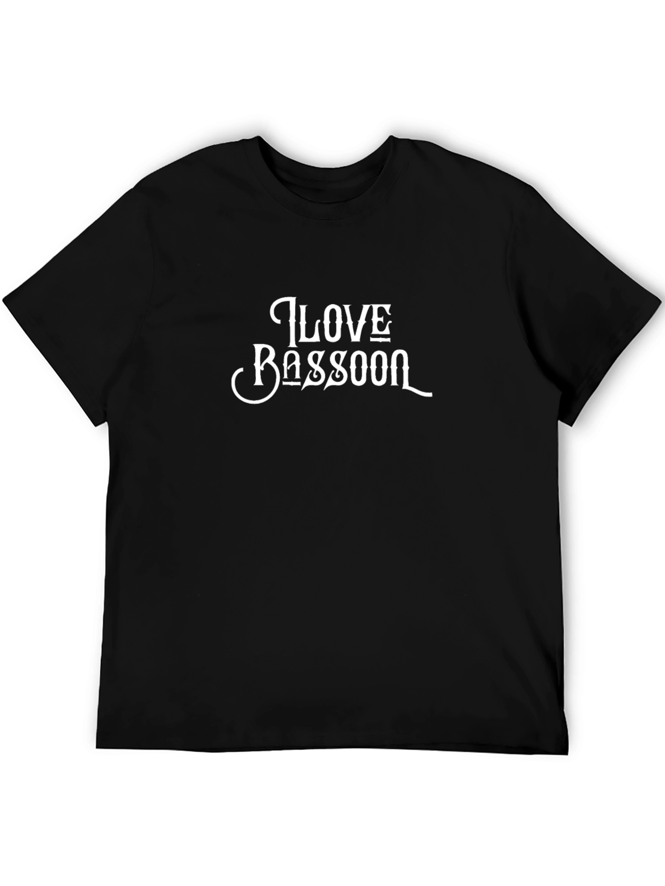 I Love Bassoon Black T-Shirt Music Instrument Tee