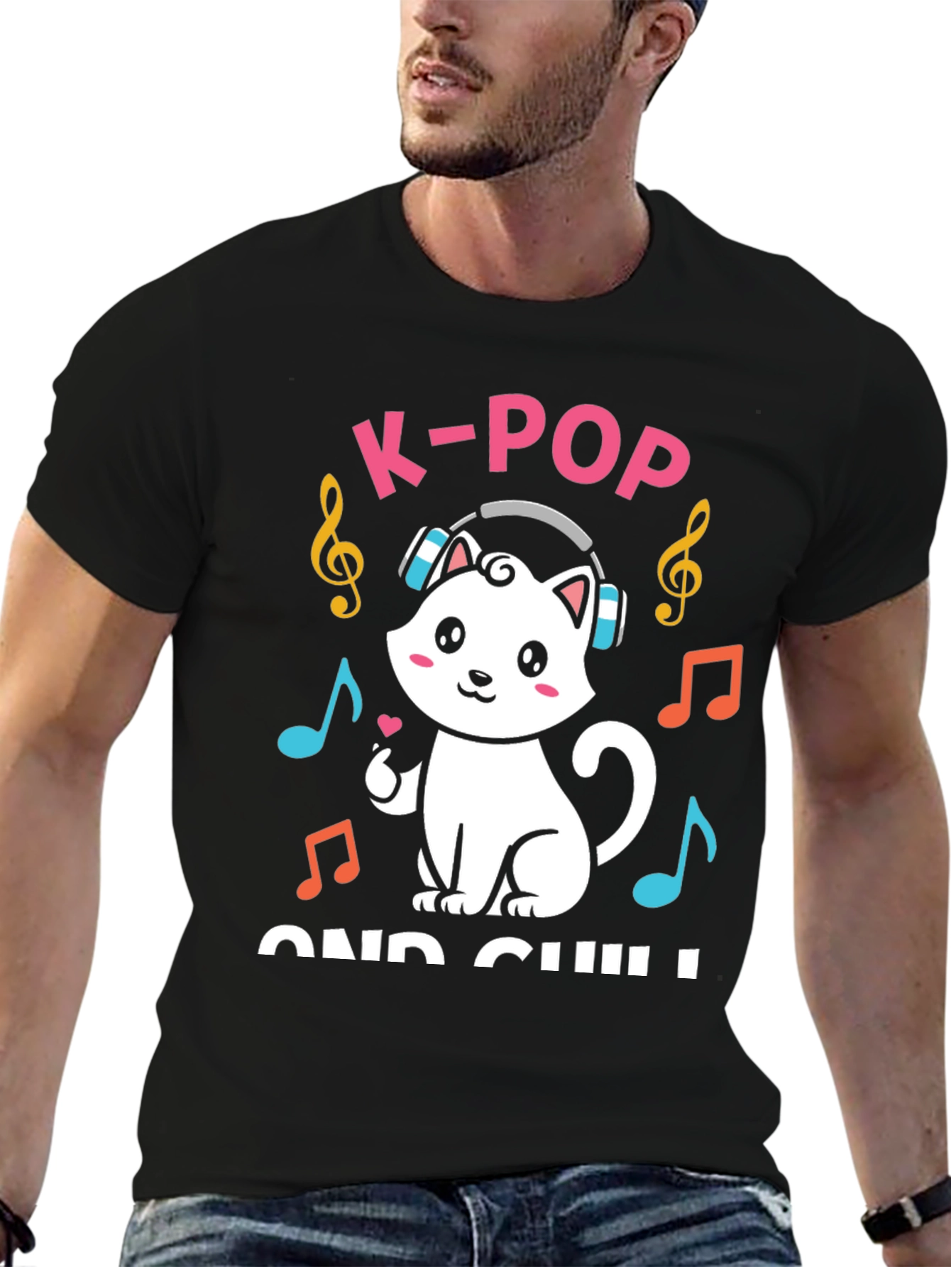 K-Pop and Chill Cat T-Shirt