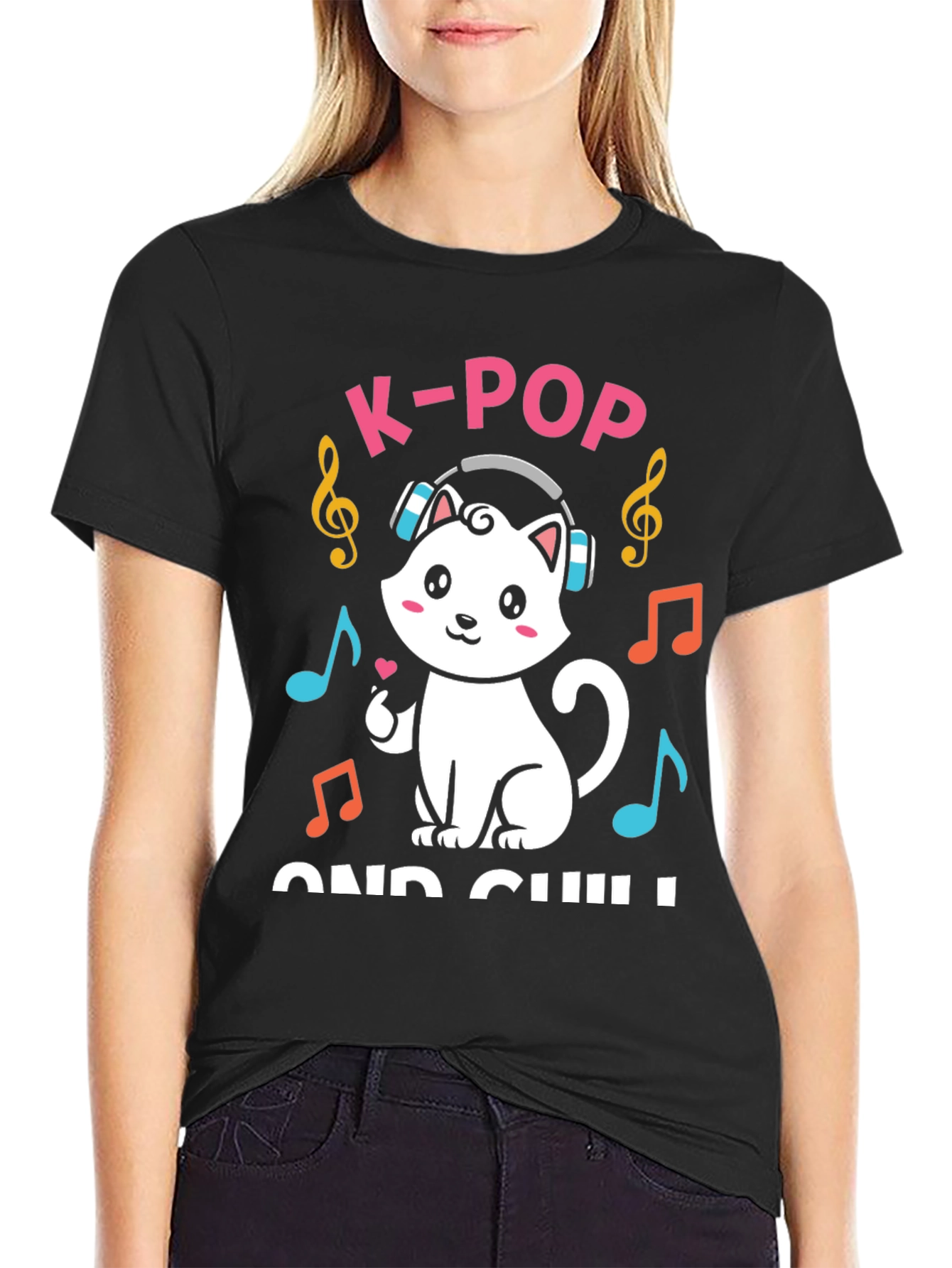 K-Pop and Chill Cat T-Shirt