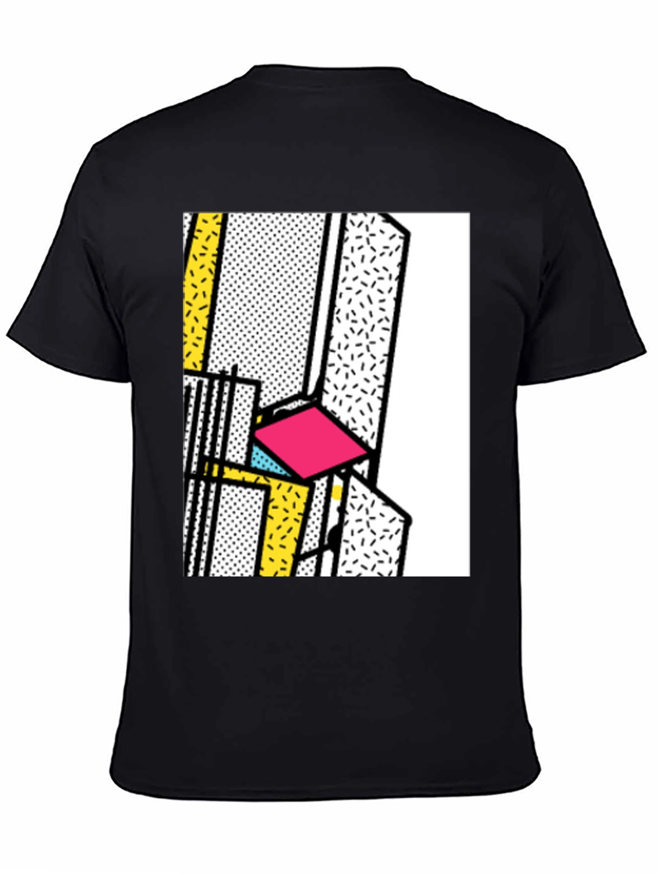 Retro Memphis Design Black T-Shirt