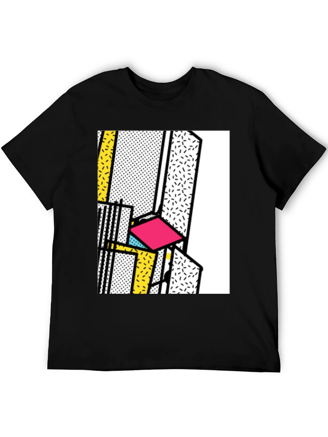 Retro Memphis Design Black T-Shirt