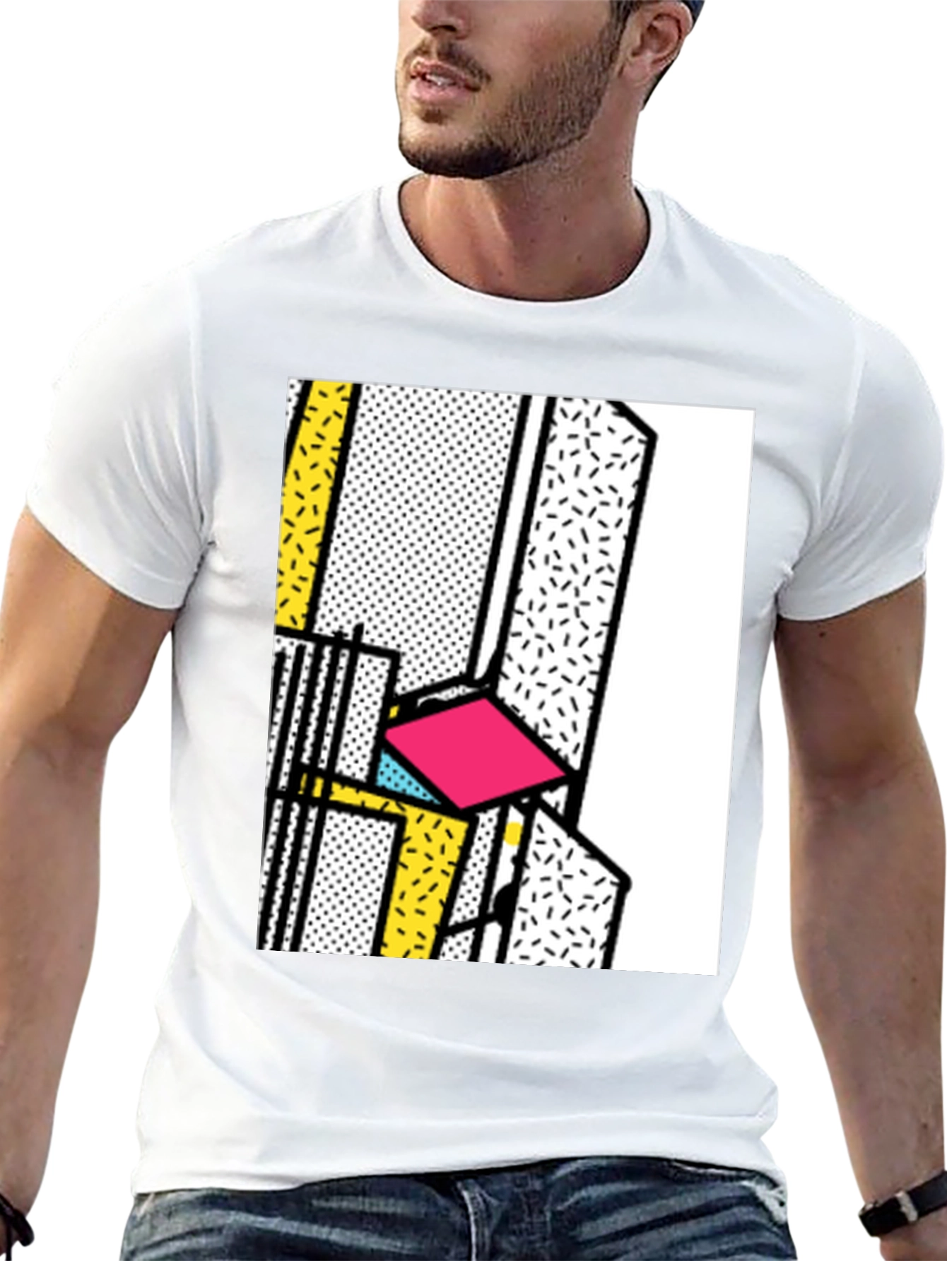 Retro Memphis Design Black T-Shirt