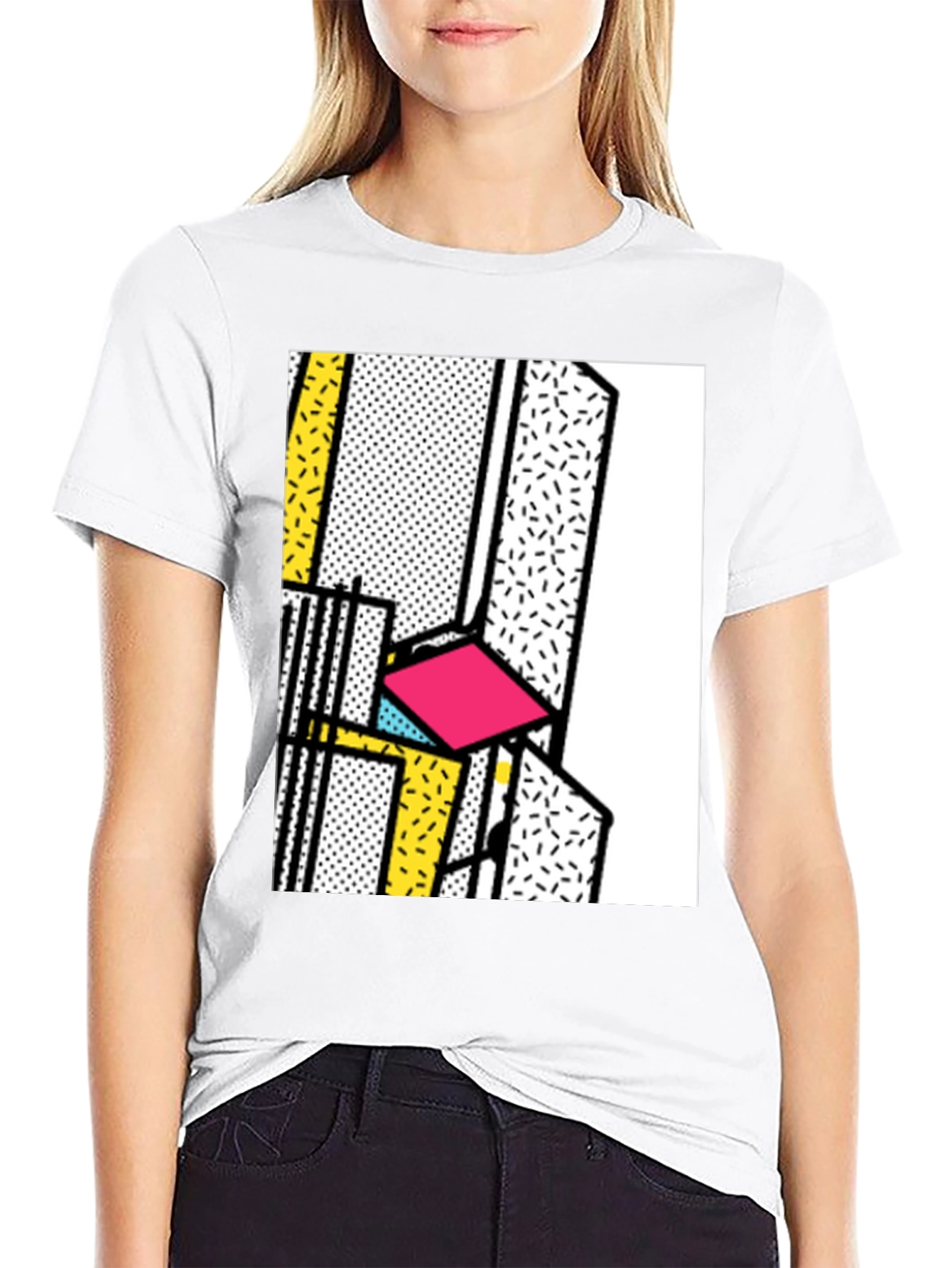 Retro Memphis Design Black T-Shirt
