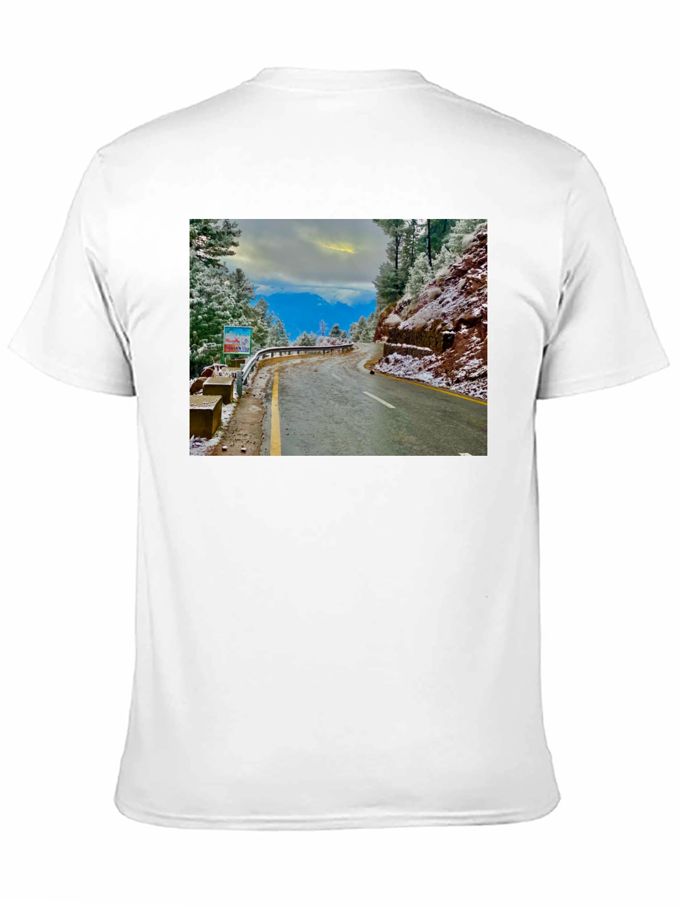 Mountain Road Graphic Tee - Black Cotton Comfort