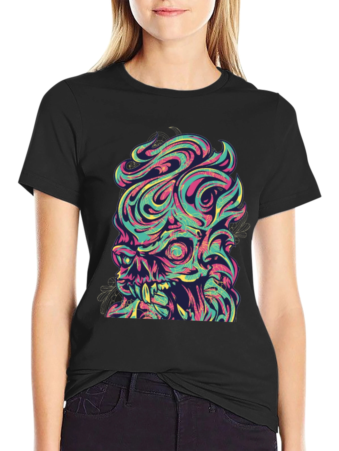 Psychedelic Skull Graphic T-Shirt