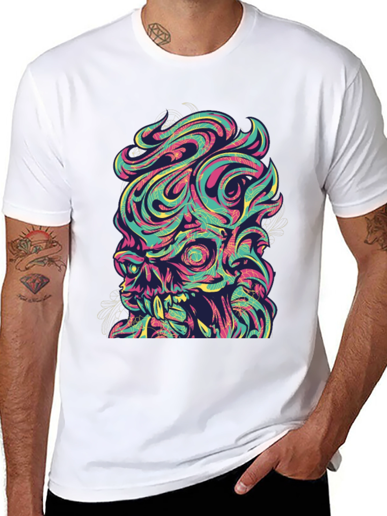 Psychedelic Skull Graphic T-Shirt