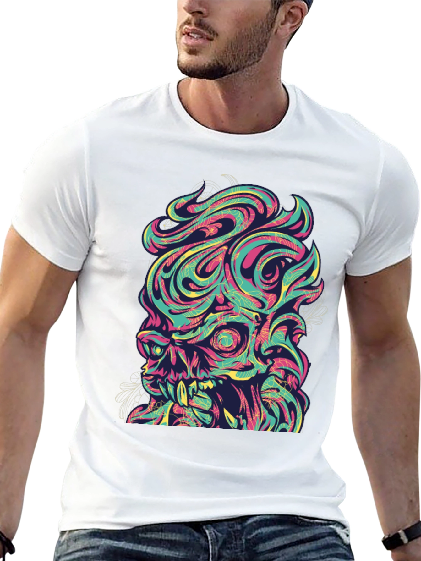 Psychedelic Skull Graphic T-Shirt