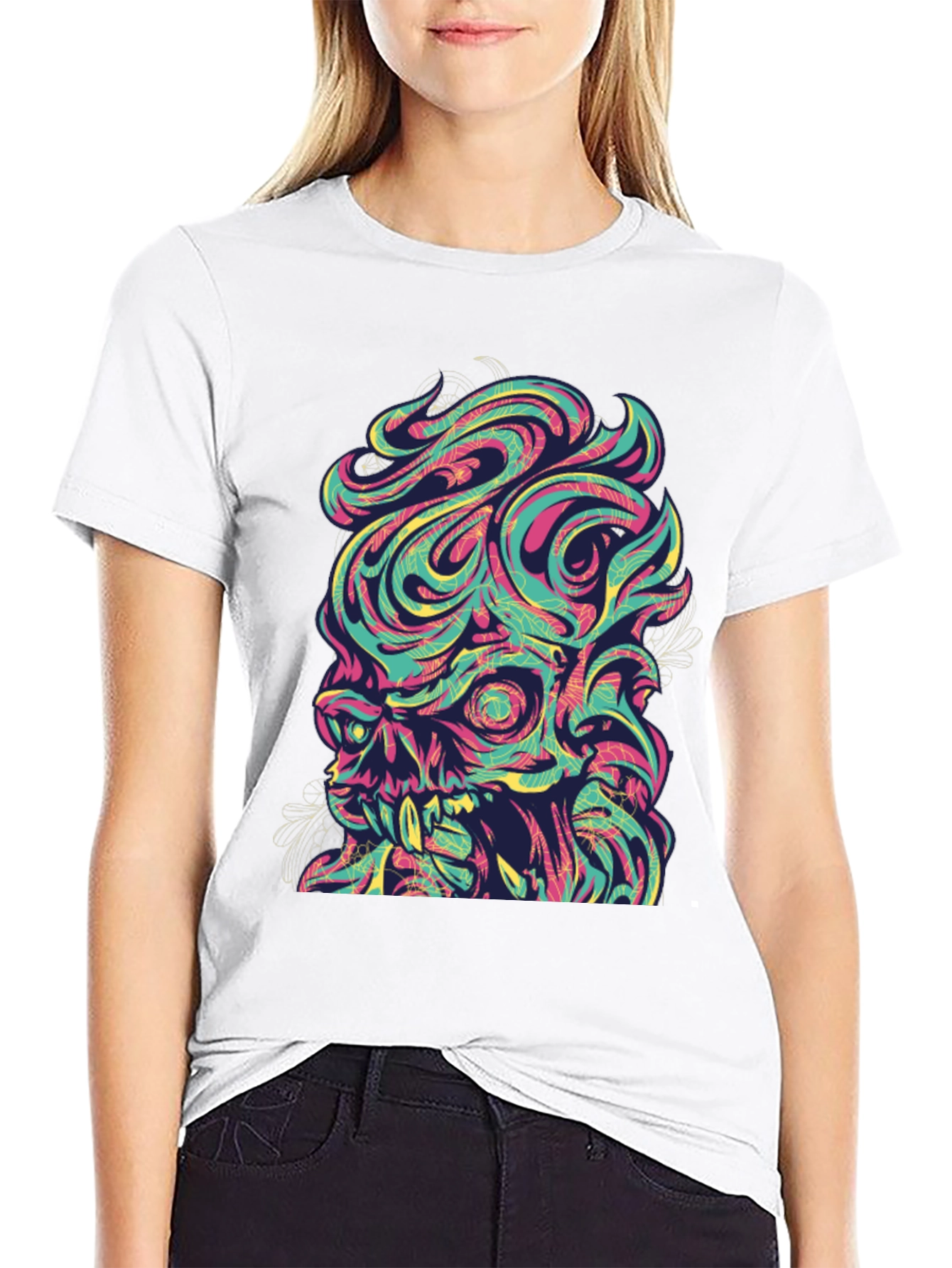 Psychedelic Skull Graphic T-Shirt