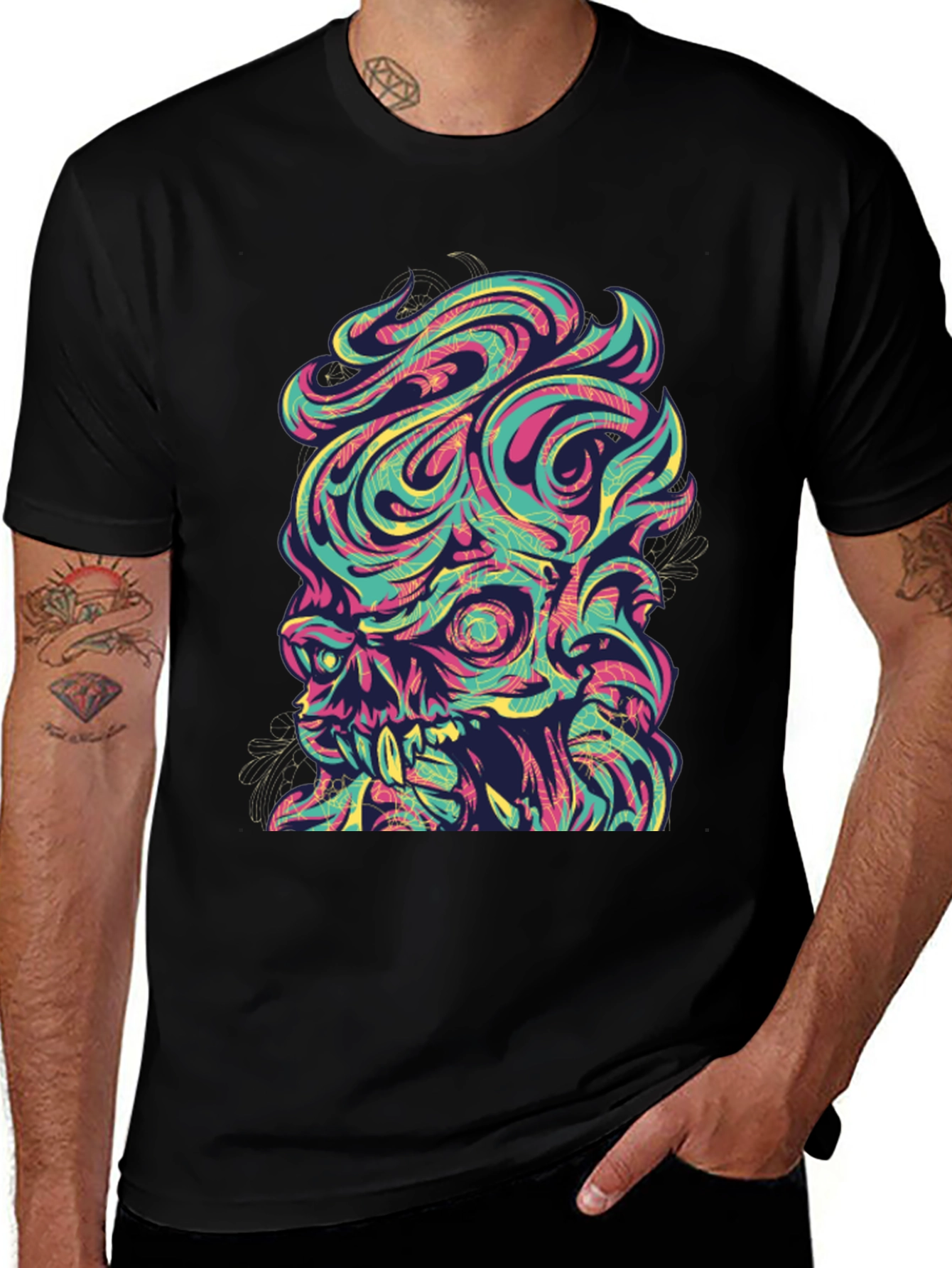 Psychedelic Skull Graphic T-Shirt
