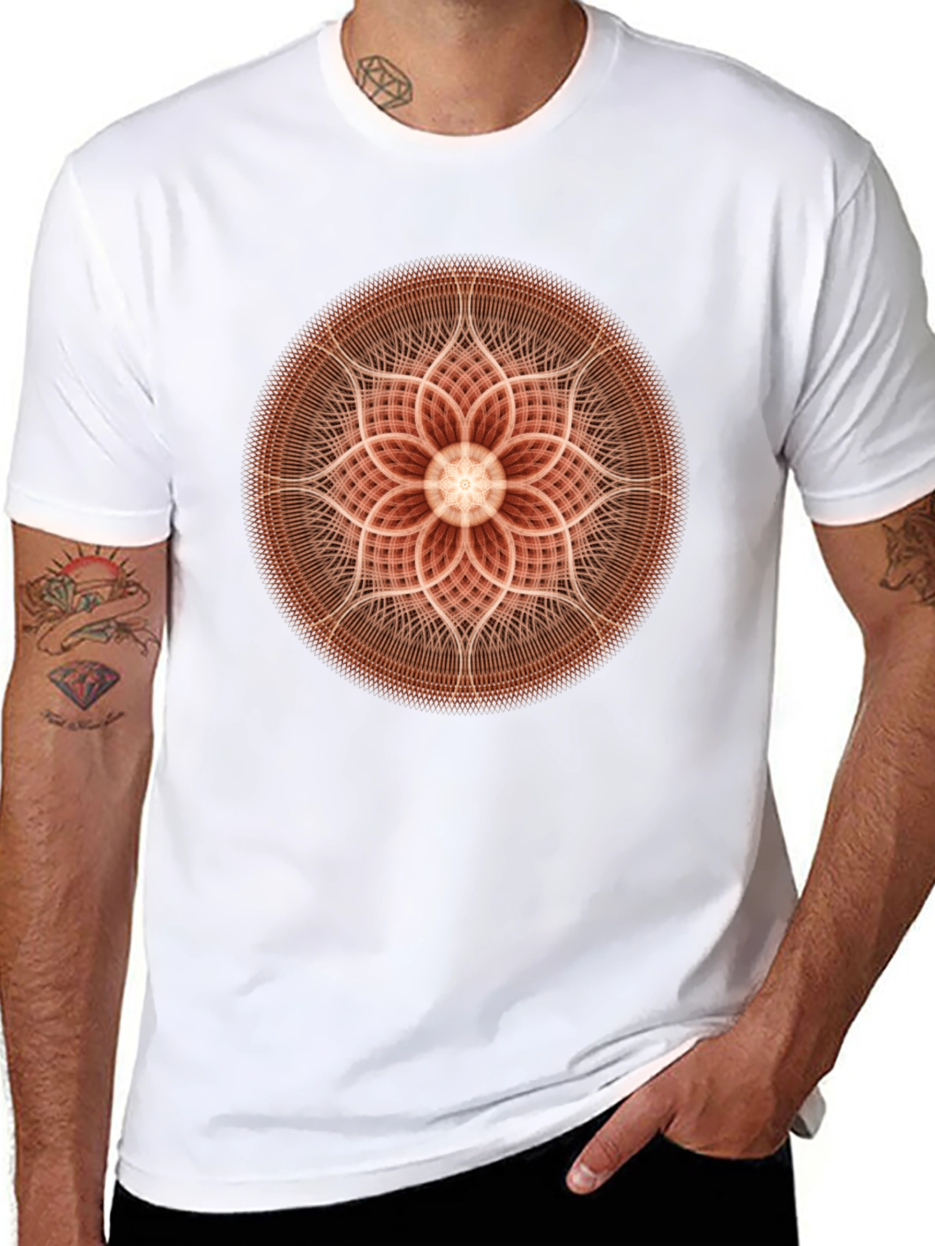 Geometric Mandala Graphic Black T-Shirt