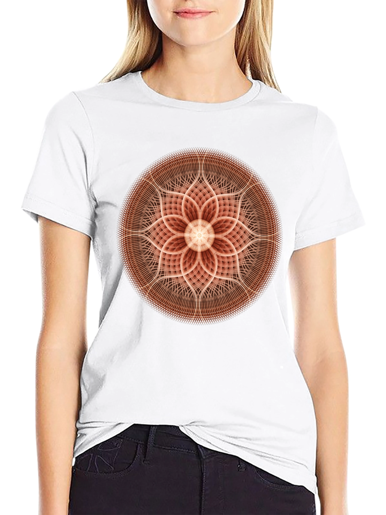 Geometric Mandala Graphic Black T-Shirt