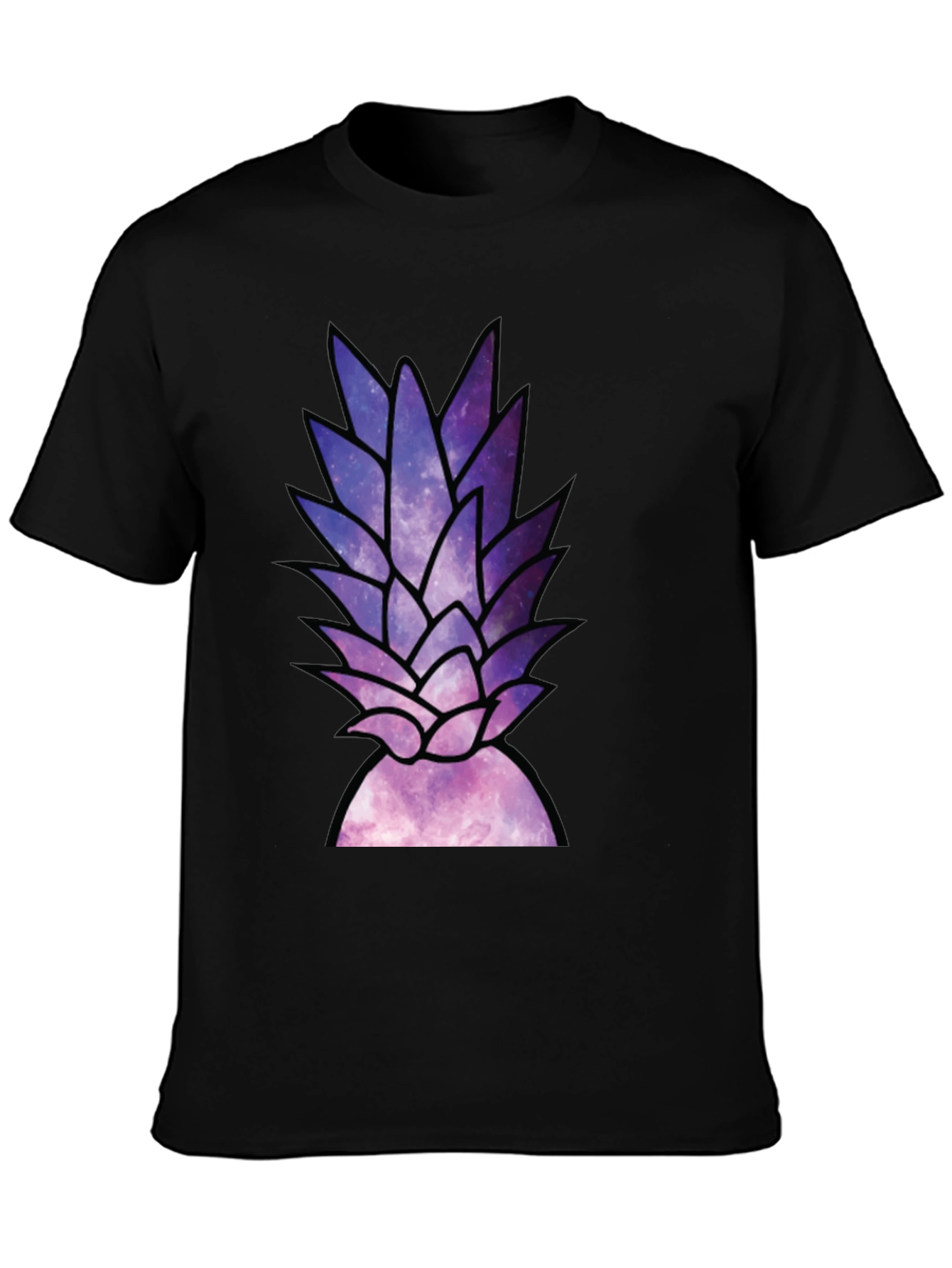 Galaxy Pineapple Graphic Tee - Stylish Black T-Shirt