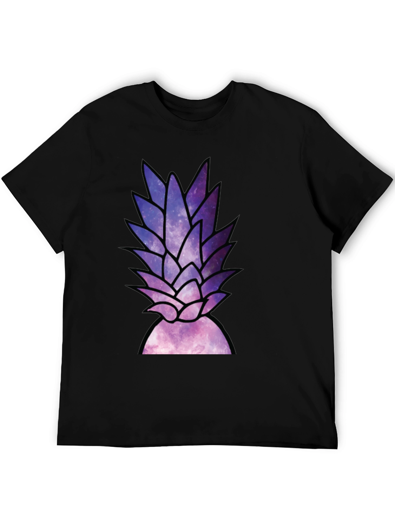 Galaxy Pineapple Graphic Tee - Stylish Black T-Shirt