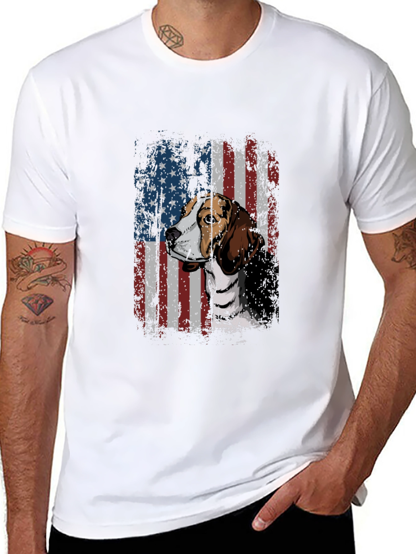 Dog Breed American Flag Graphic Tee