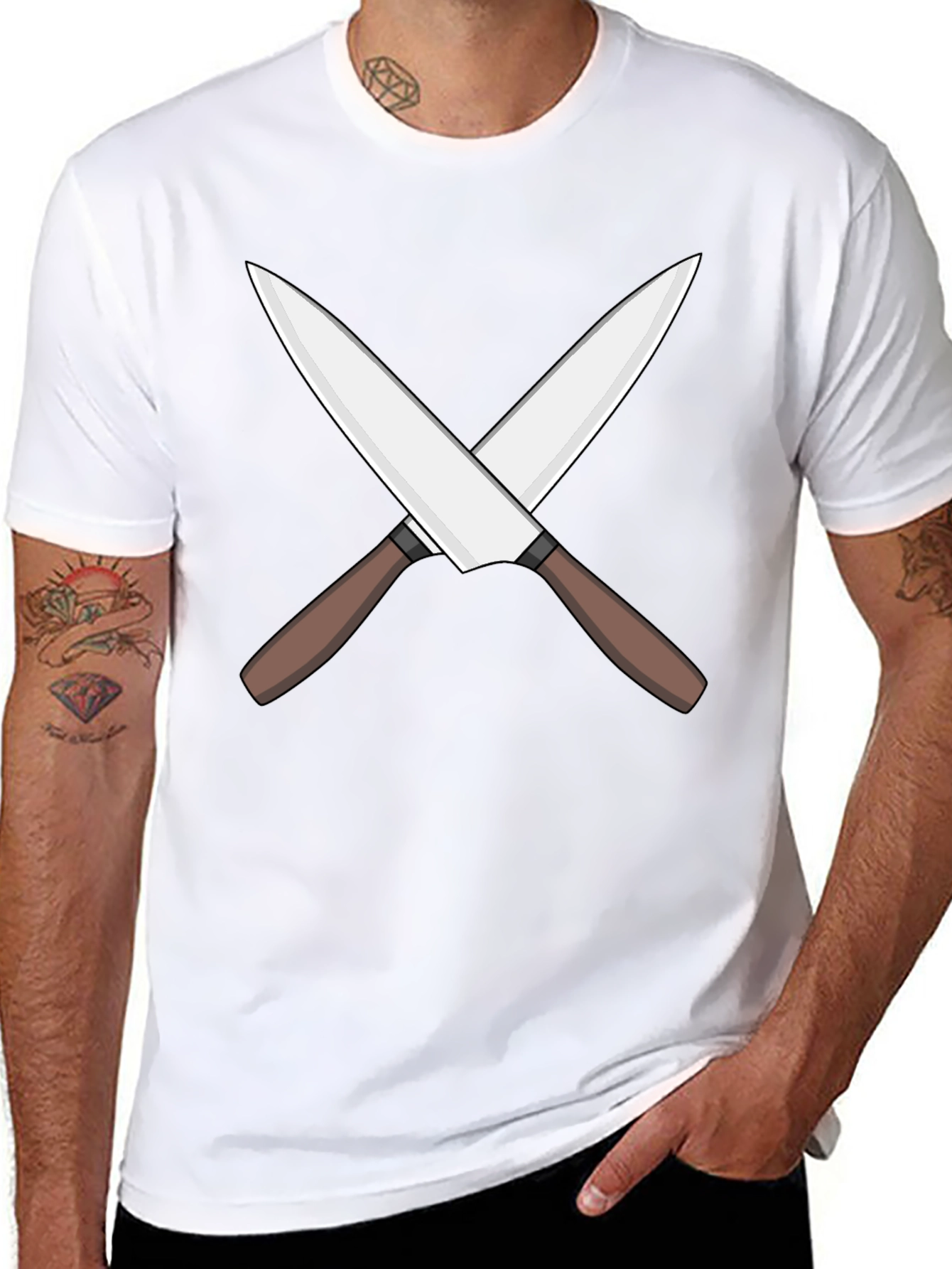 Chefs Knife Cross Black T-Shirt