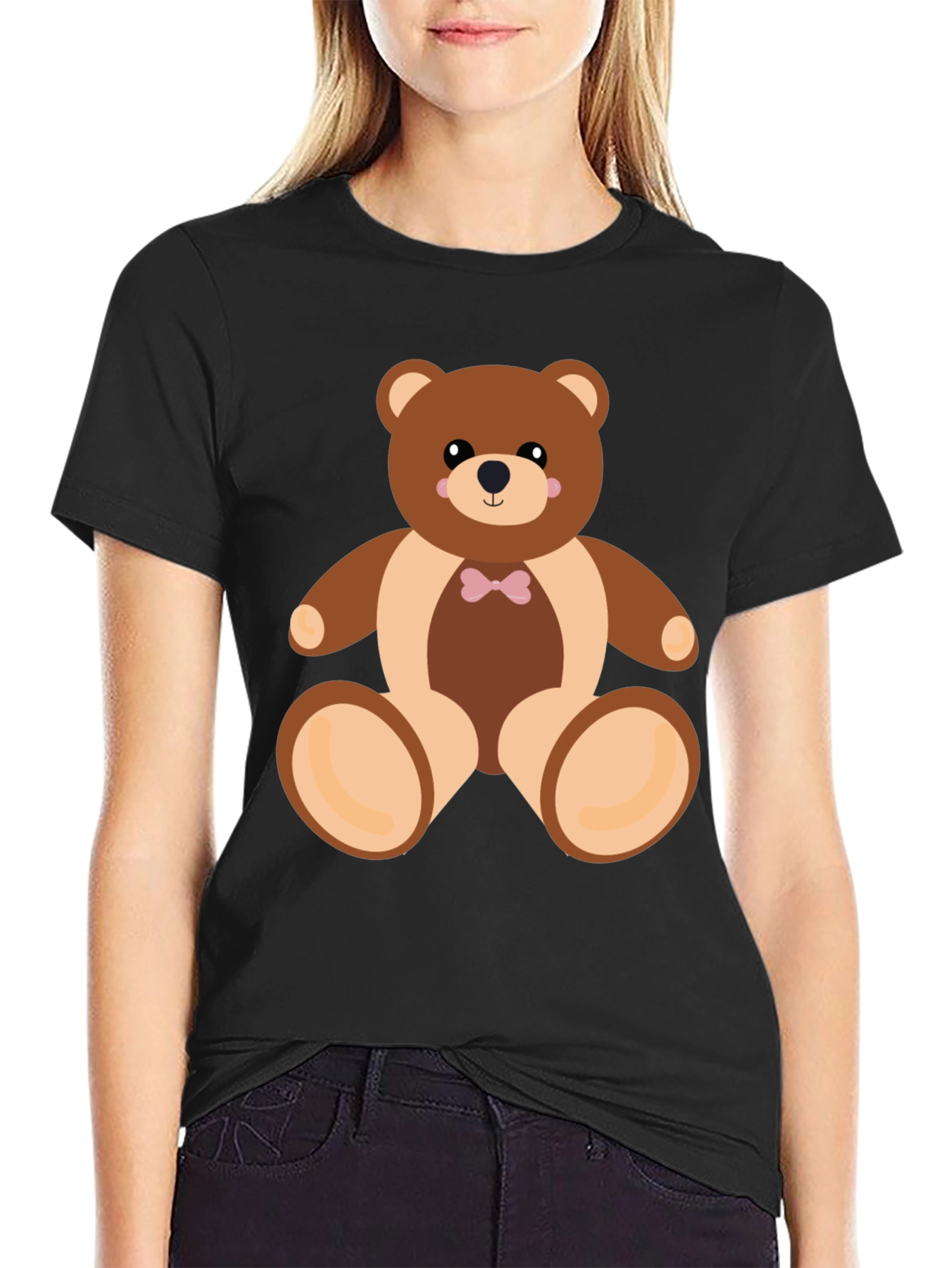 Mens Black Teddy Bear Graphic T-Shirt