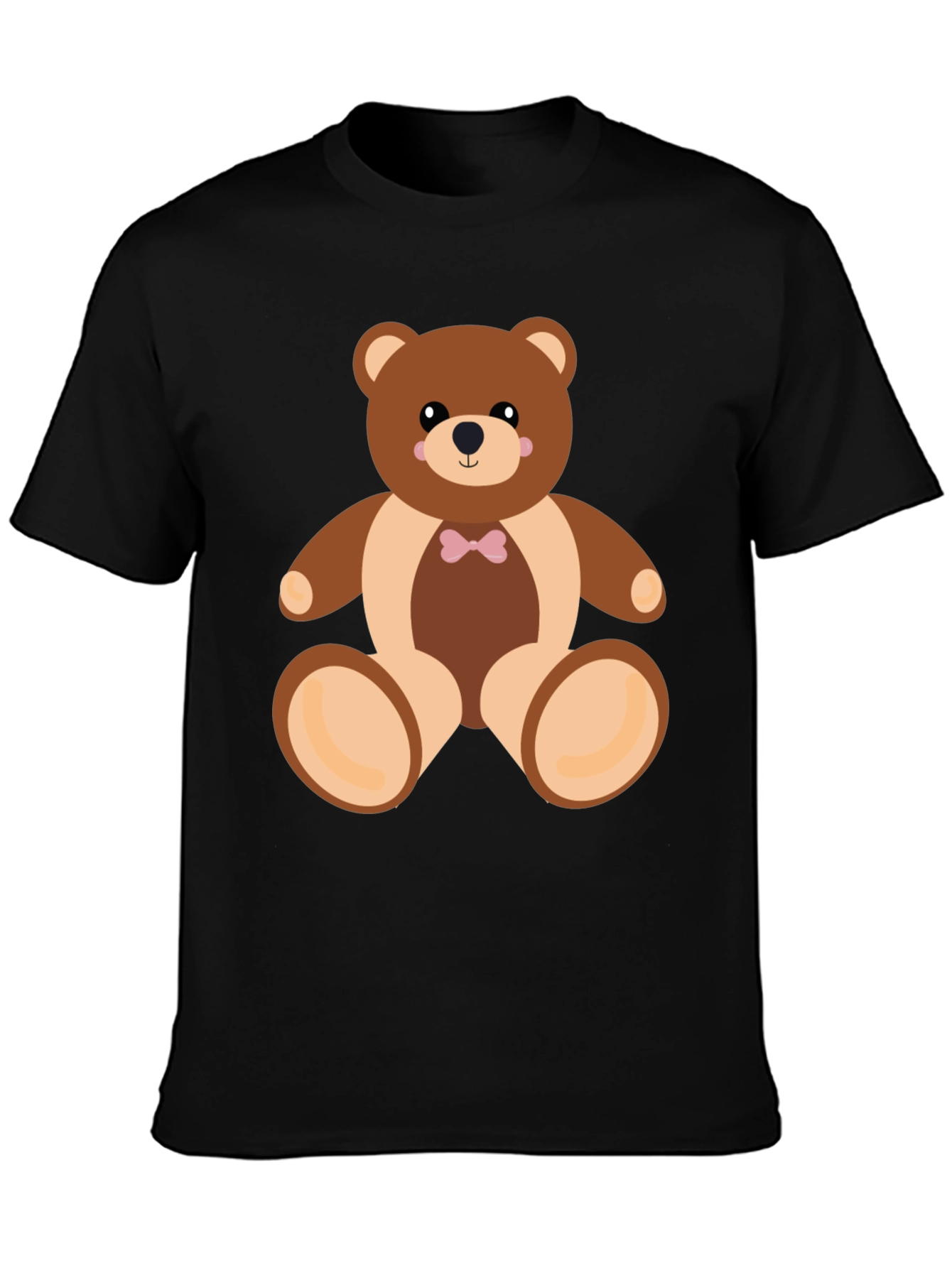 Mens Black Teddy Bear Graphic T-Shirt